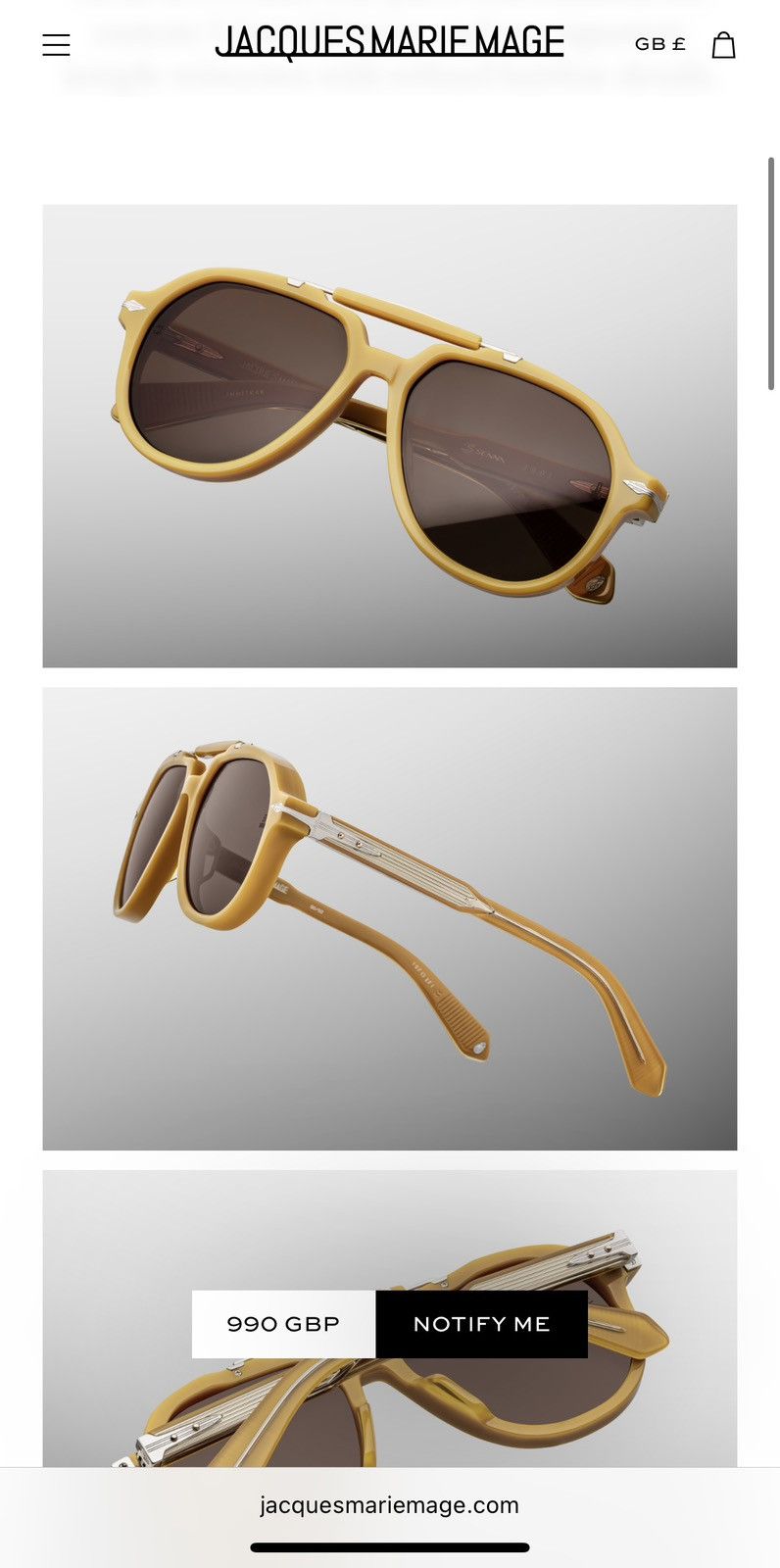 Jacques Marie Mage Jacques Marie Mage 1991 Senna in Mustard sunglasses rare Size ONE SIZE - 25 Thumbnail