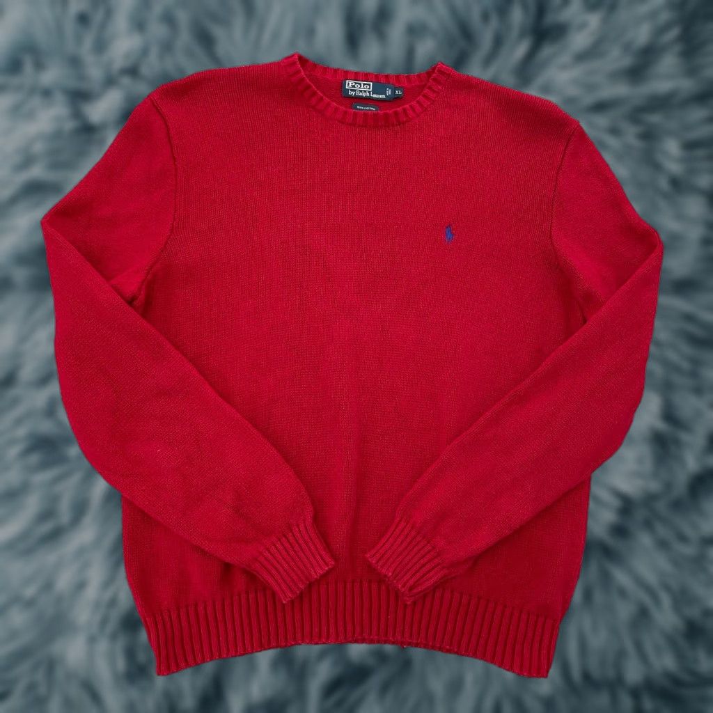 Polo Ralph Lauren VINTAGE Polo Ralph Lauren Sweater Adult XL Red Knit Pullover Long Sleeve Mens Size US XL / EU 56 / 4 - 1 Thumbnail