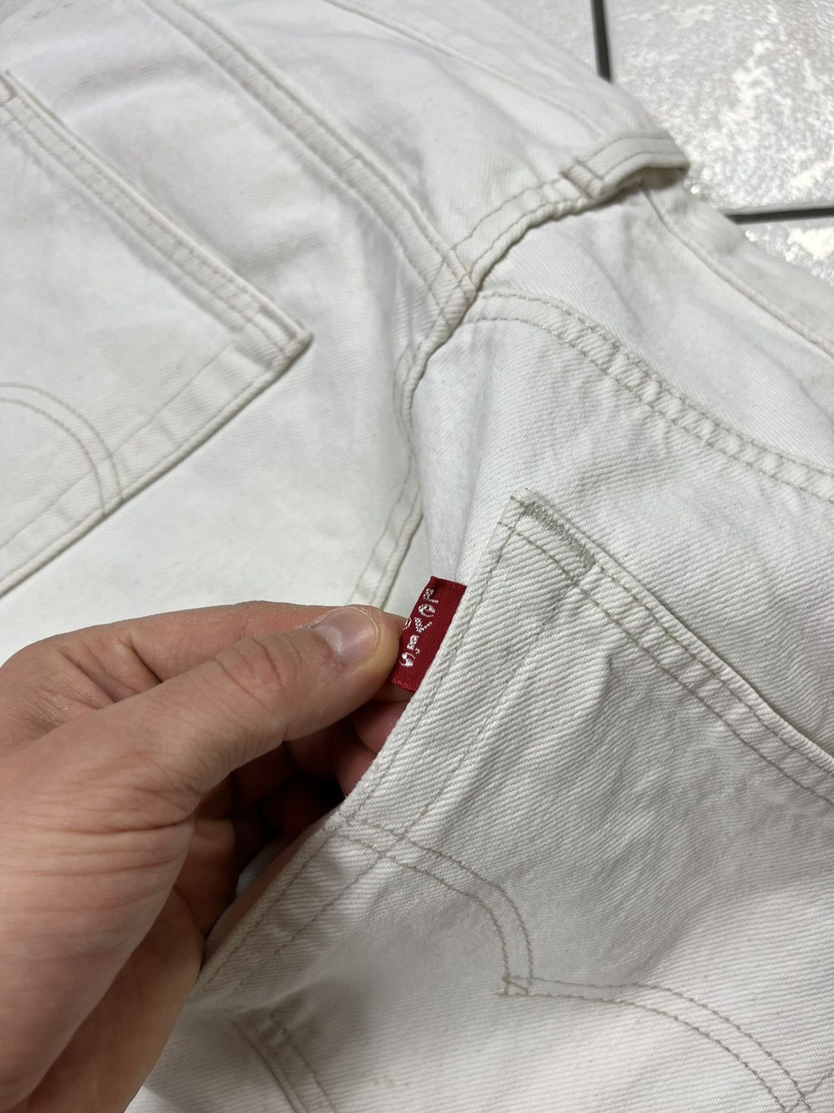 Levi's × Levi's Vintage Clothing × Vintage Vintage 501 90s Levi’s white denim jeans pants Size US 36 / EU 52 - 18 Thumbnail