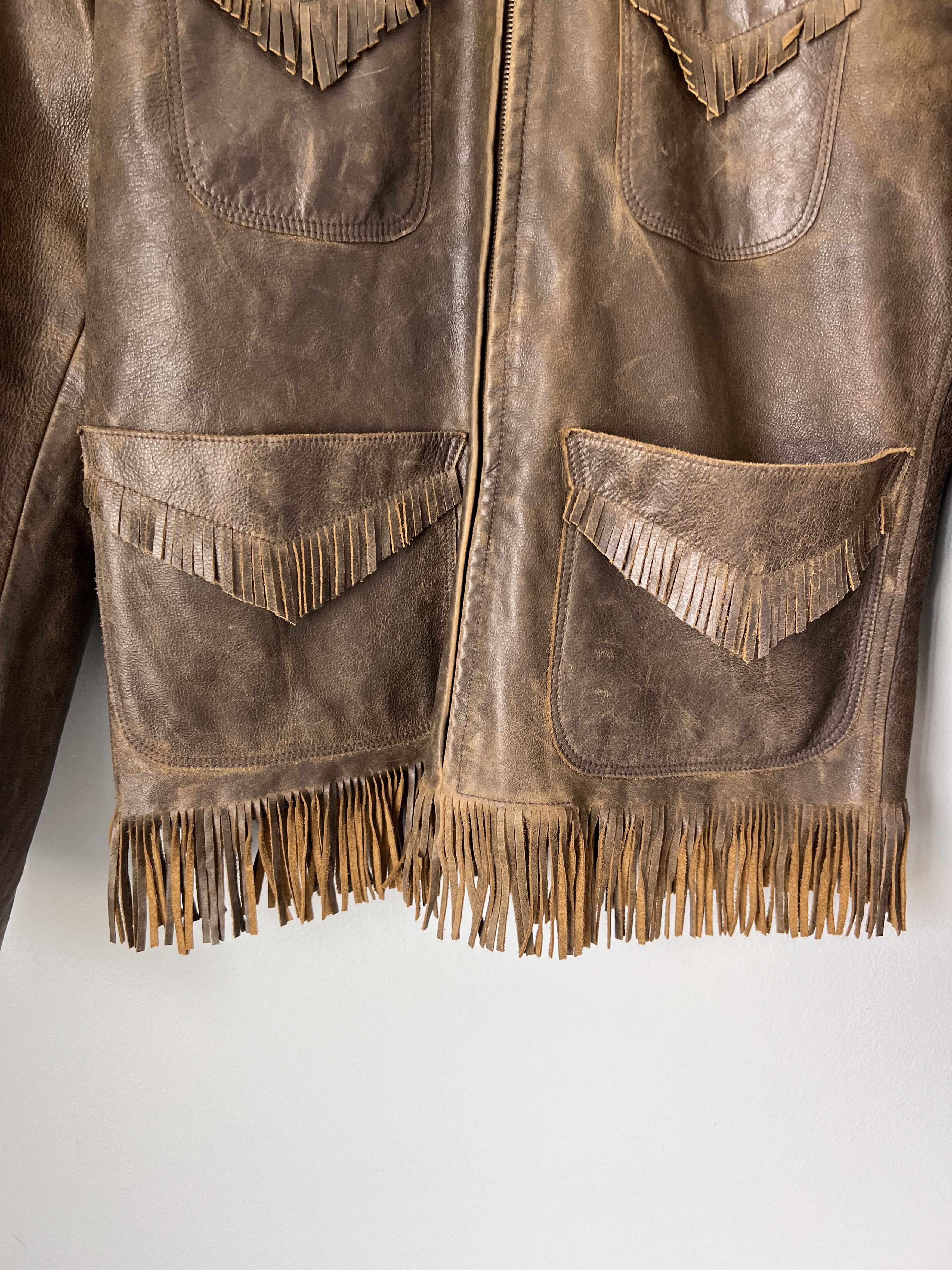 RRL Ralph Lauren RRL Ralph Lauren Blanket Lined Randall Fringe Leather Jacket Size US S / EU 44-46 / 1 - 3 Thumbnail