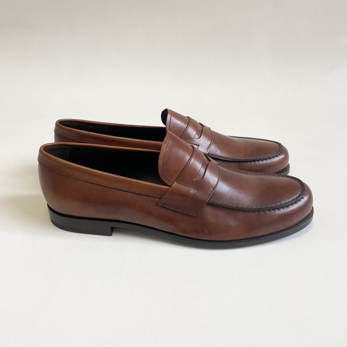 Prada Mid 2000s Brown Burnished Leather Loafers Size US 11.5 / EU 44-45 - 20 Thumbnail
