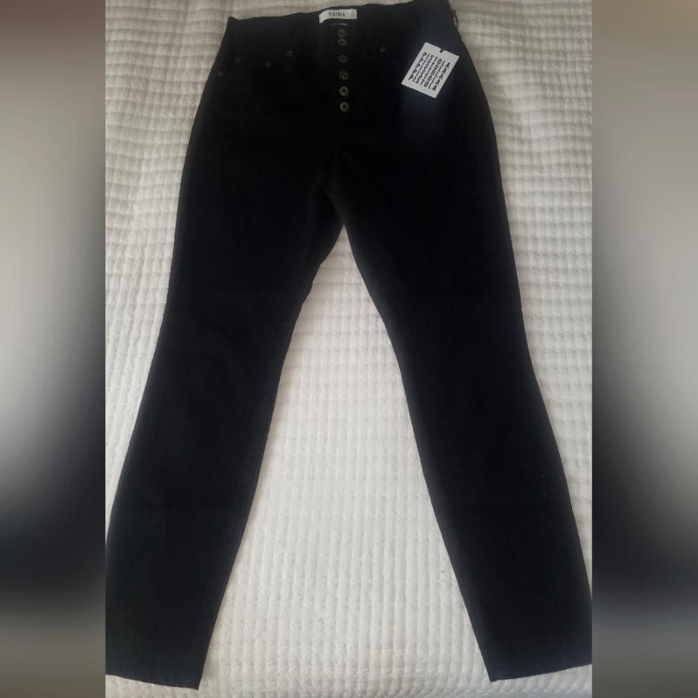 Designer NWT Pistola Black Buttonfly Jean's Size 27 Size 27" / US 4 / IT 40 - 2 Thumbnail