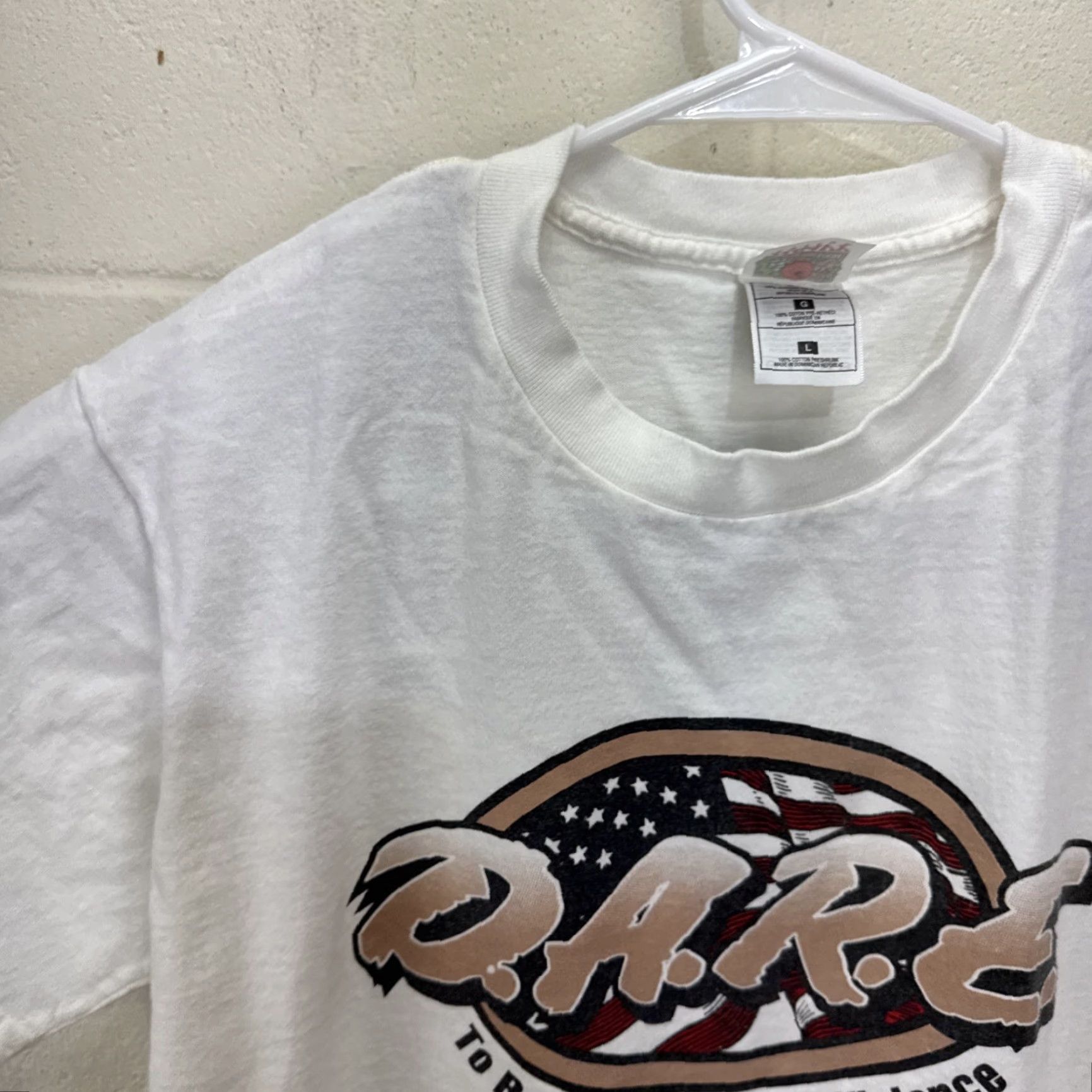 Fruit Of The Loom VINTAGE DARE T-Shirt USA Flag Graphic Print 90s Beige Adult Large Mens Size US L / EU 52-54 / 3 - 4 Thumbnail