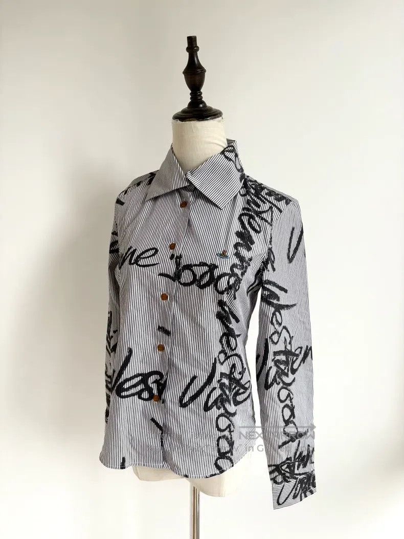 Vivienne Westwood Vivienne Westwood Vintage Black Striped Graffiti Shirt Size S / US 4 / IT 40 - 2 Thumbnail