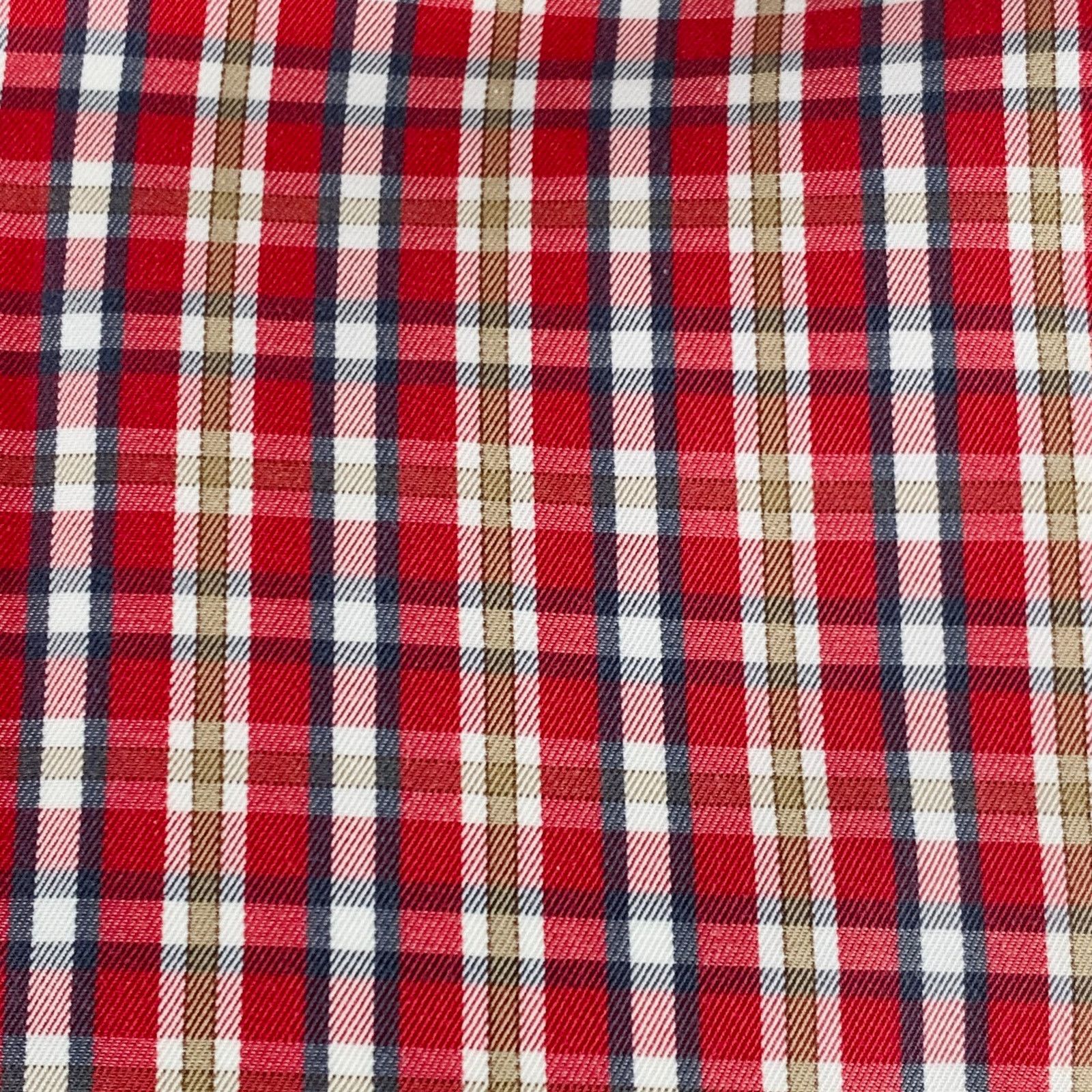 Ermenegildo Zegna ERMENEGILDO ZEGNA Red Brown Plaid Cotton Curved Cutaway Size US L / EU 52-54 / 3 - 2 Thumbnail