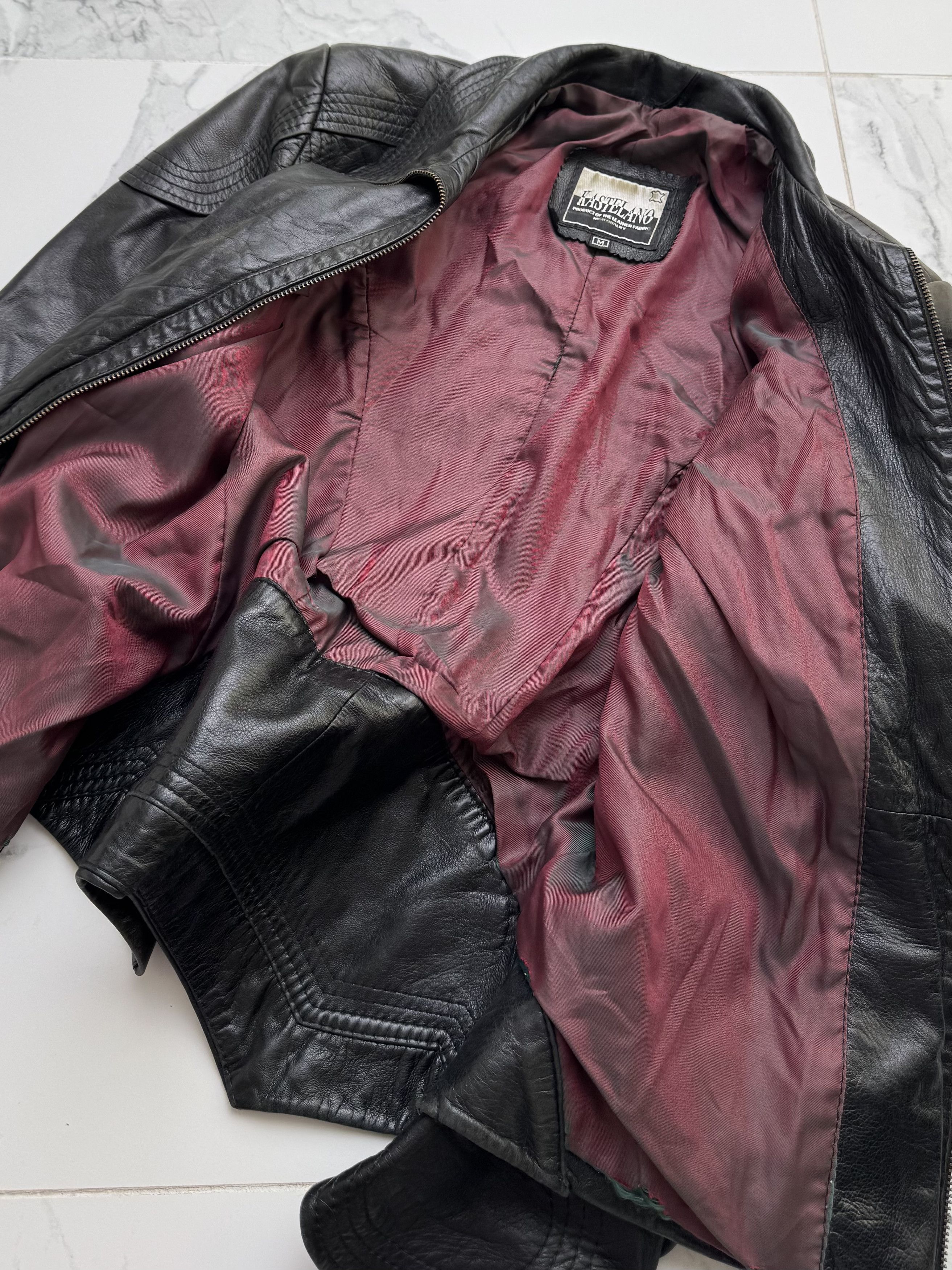 Genuine Leather Leather Jacket Women Size M Fitted Zip Moto Minimalist Y2K Size M / US 6-8 / IT 42-44 - 8 Thumbnail