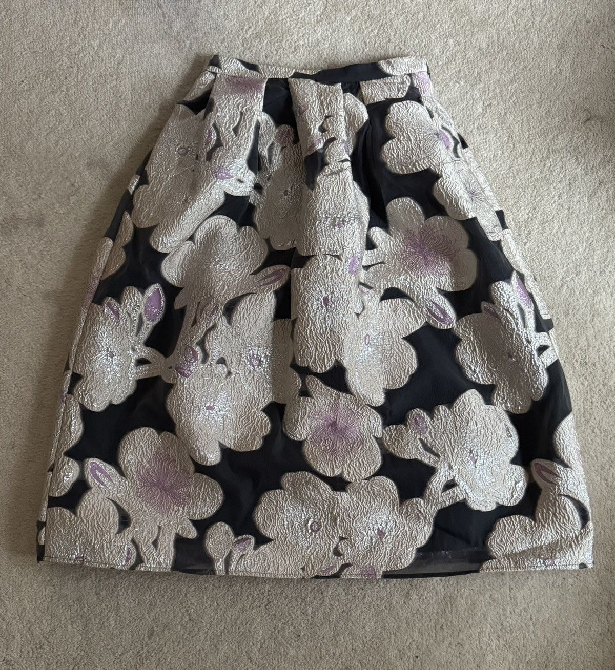 Stine Goya Black Organdy Skirt with Floral Embroidery Size 28" / US 6 / IT 42 - 1 Thumbnail
