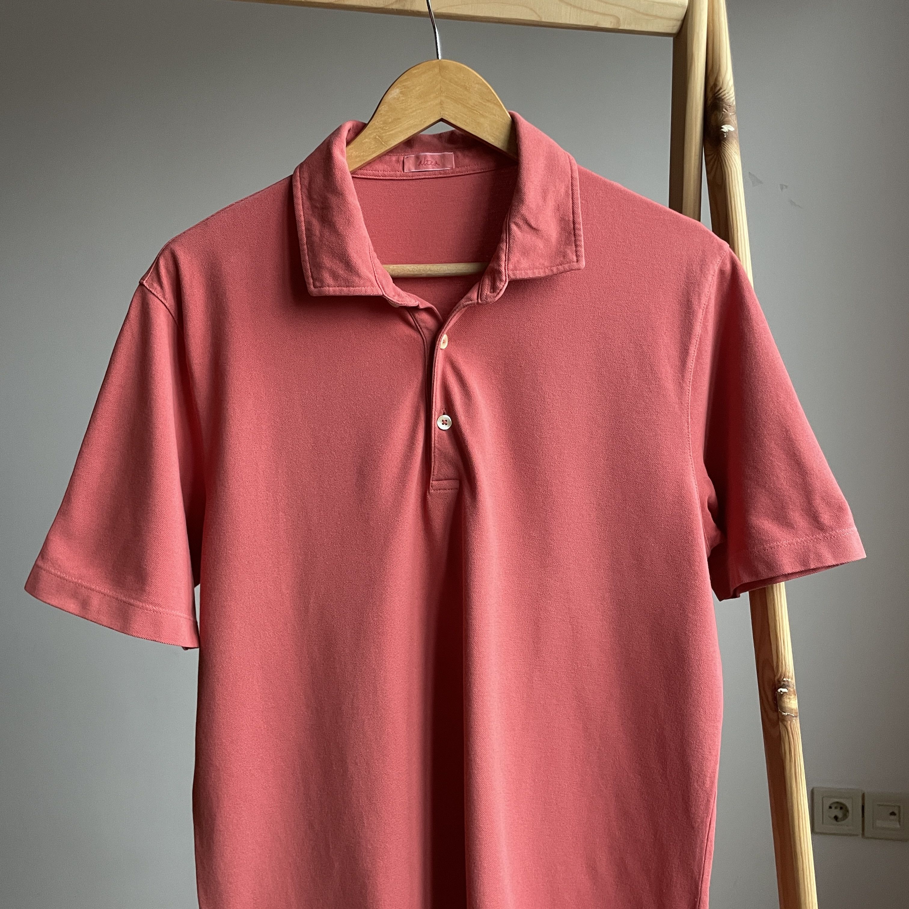 Altea Altea Pink Cotton Garment Dyed Polo T-Shirt Size L Size US L / EU 52-54 / 3 - 3 Thumbnail