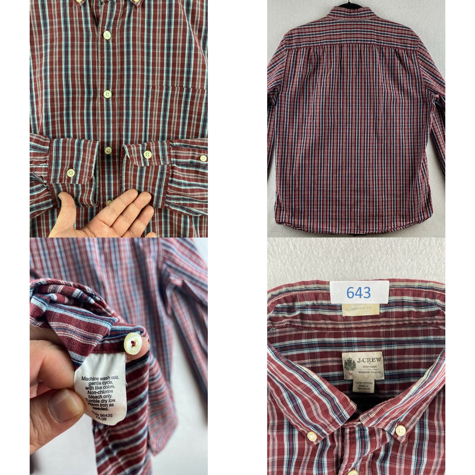 J.Crew J. Crew Shirt Mens M Button-Down Plaid Tailored Fit Long Sleeve Red Size US M / EU 48-50 / 2 - 8 Thumbnail