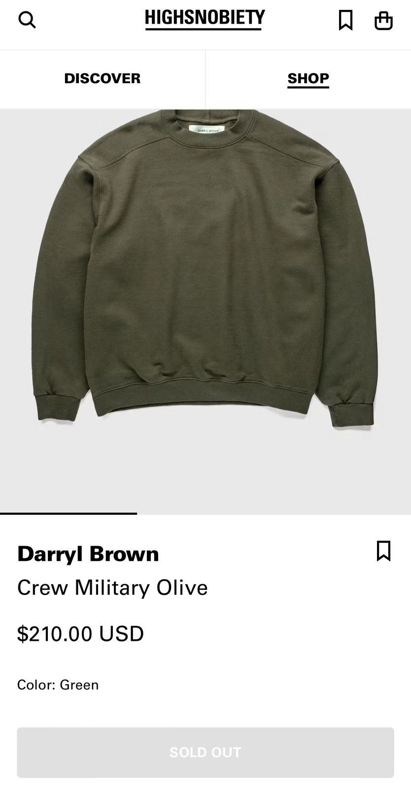 Other Darryl Brown Military Olive Blank Crewneck Sweatshirt Size US M / EU 48-50 / 2 - 2 Thumbnail