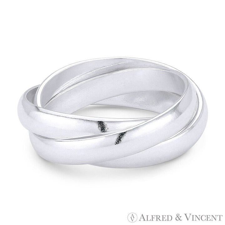 Other 3mm Half-Dome Triple-Band Stackable .925 Sterling Silver Size ONE SIZE - 1 Preview