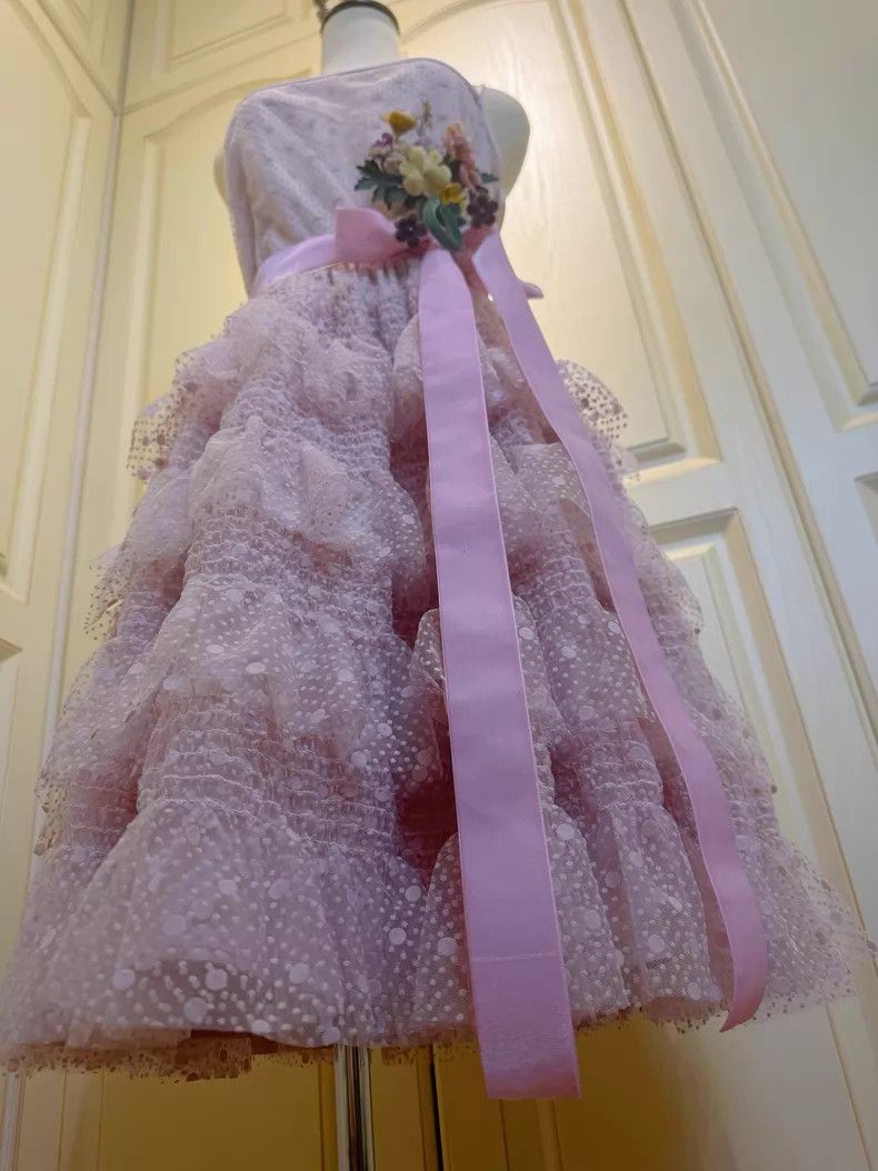 Valentino Valentino Lace flocked pink multi-layered princess dress Size M / US 6-8 / IT 42-44 - 4 Thumbnail