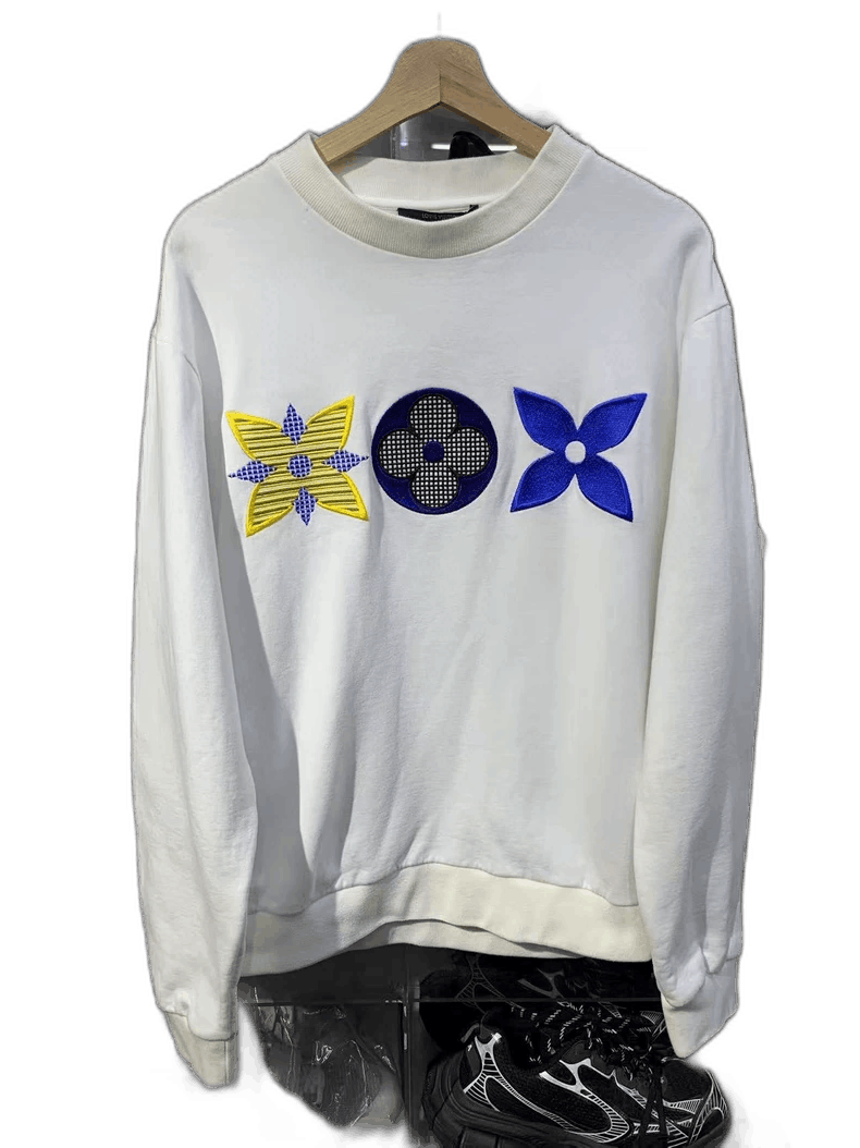 Louis Vuitton Louis Vuitton White Embroidered Sweatshirt Size L Size US L / EU 52-54 / 3 - 1 Thumbnail