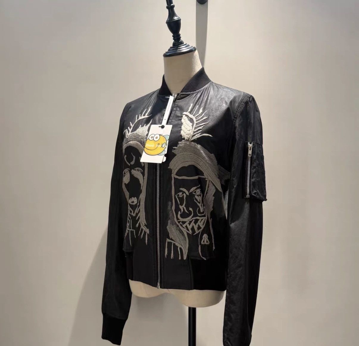 Rick Owens Rick Owens Waxed Finish "Ghost Face" Embroidered MA-1 Jacket Size US M / EU 48-50 / 2 - 1 Thumbnail