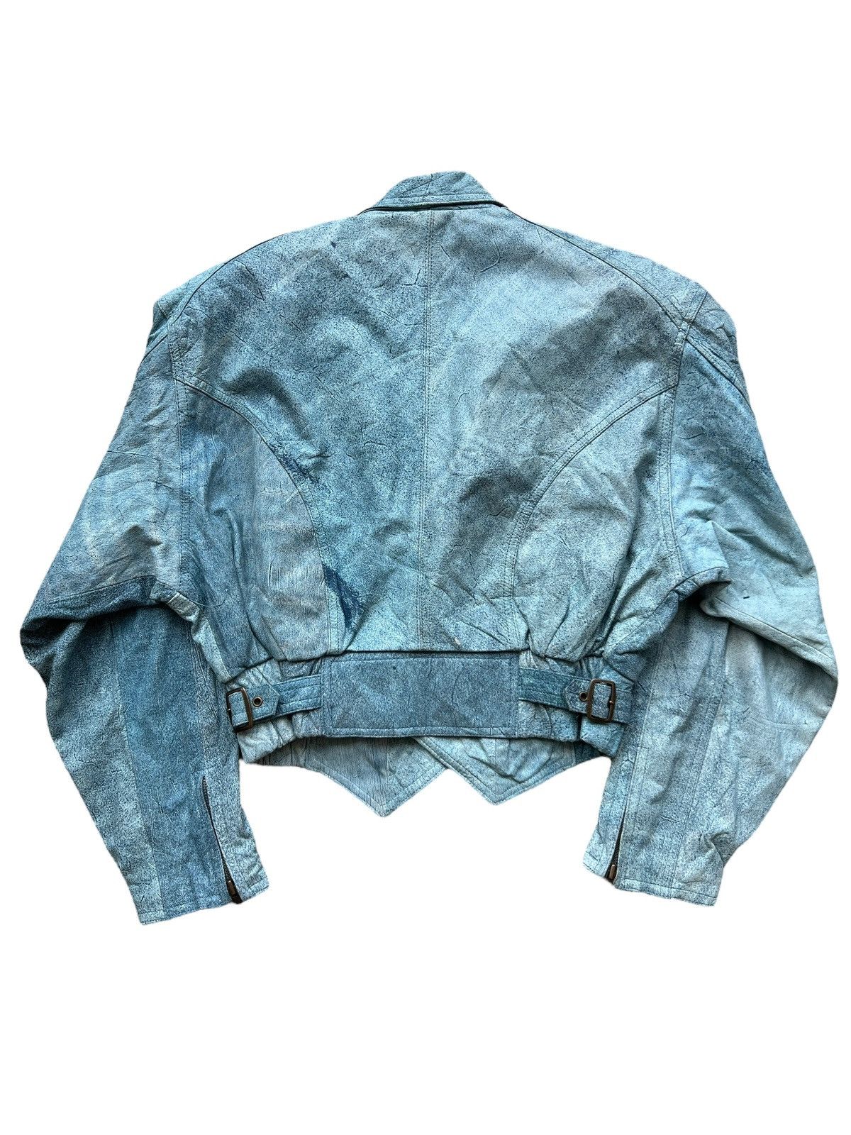 Japanese Brand Moda Italiana Blue Racing Leather Jacket Size S / US 4 / IT 40 - 2 Thumbnail