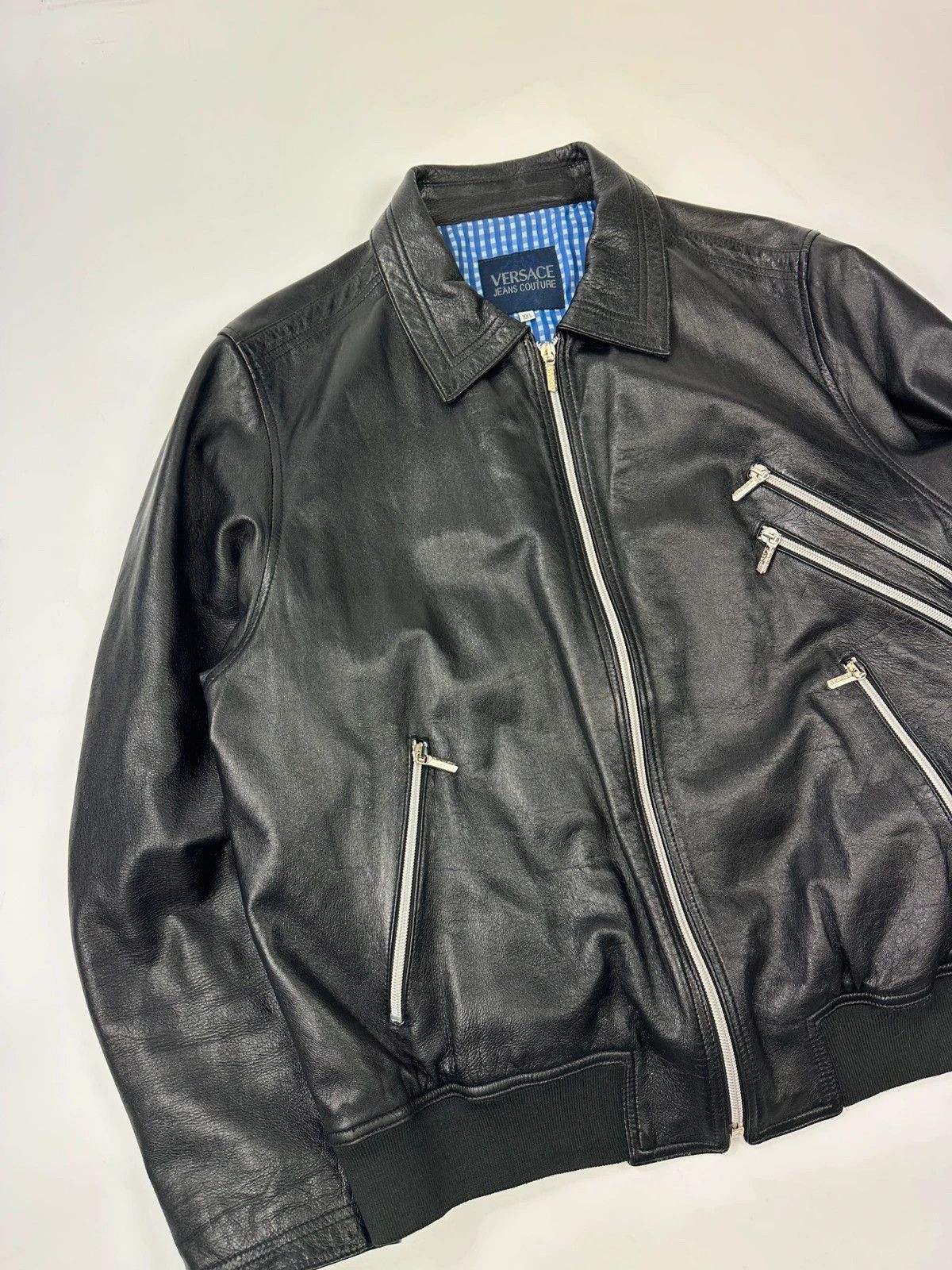 Versace Jeans Couture Versace Couture Multi Zip Black Soft Glossy Leather Jacket Size US XL / EU 56 / 4 - 4 Thumbnail