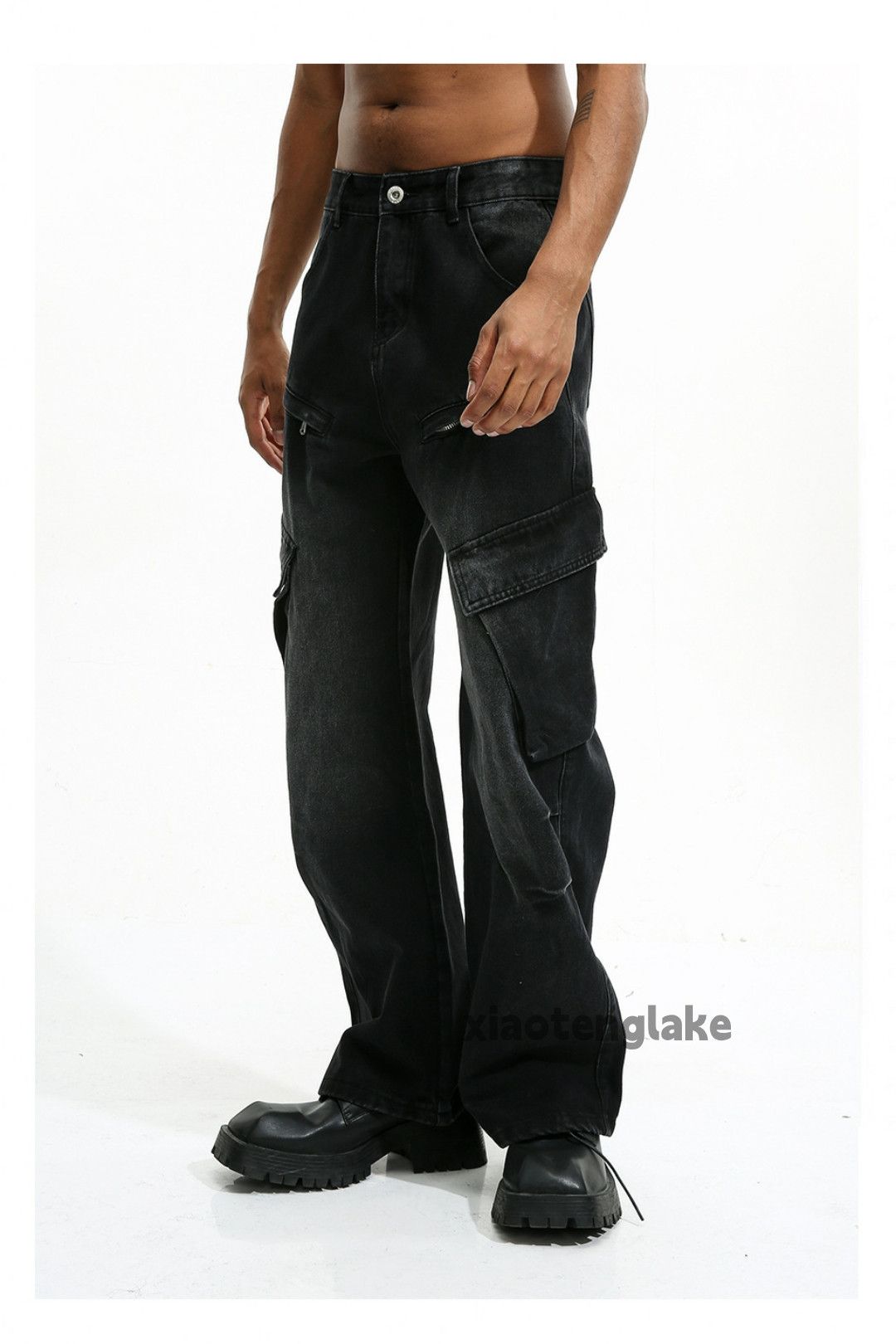 Jean × Vintage washed faded zipper utility military baggy cargo jeans Size US 30 / EU 46 - 4 Thumbnail