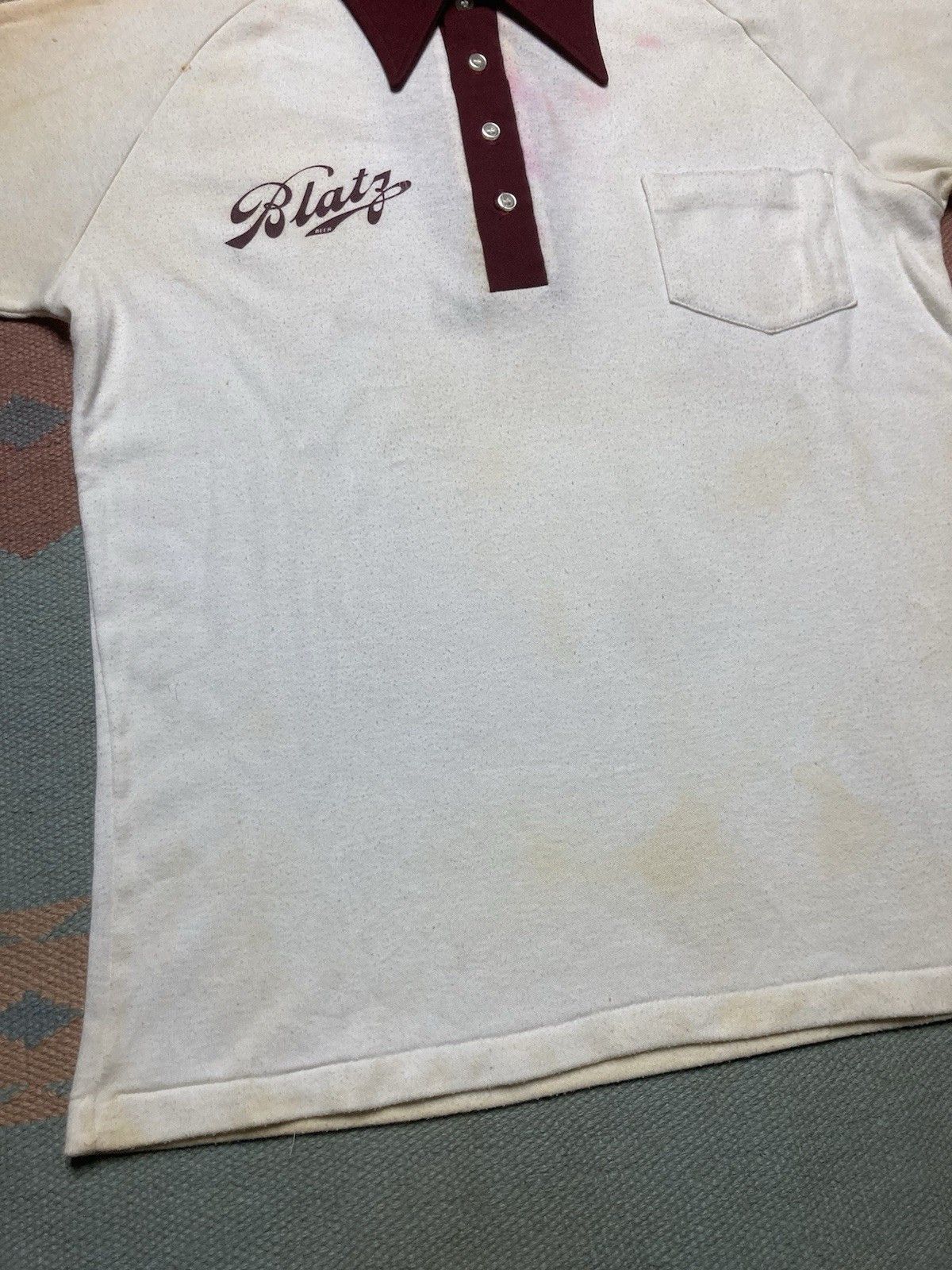 Vintage Vintage 70s polo shirt Blatz Beer dagger collar soft large Size US L / EU 52-54 / 3 - 2 Thumbnail