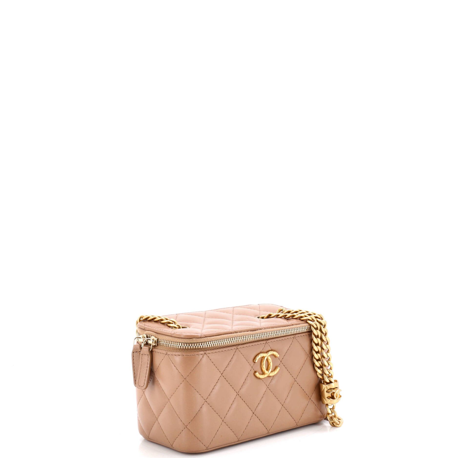 All Slide Long Vanity Case with Chain Quilted Lambskin Small