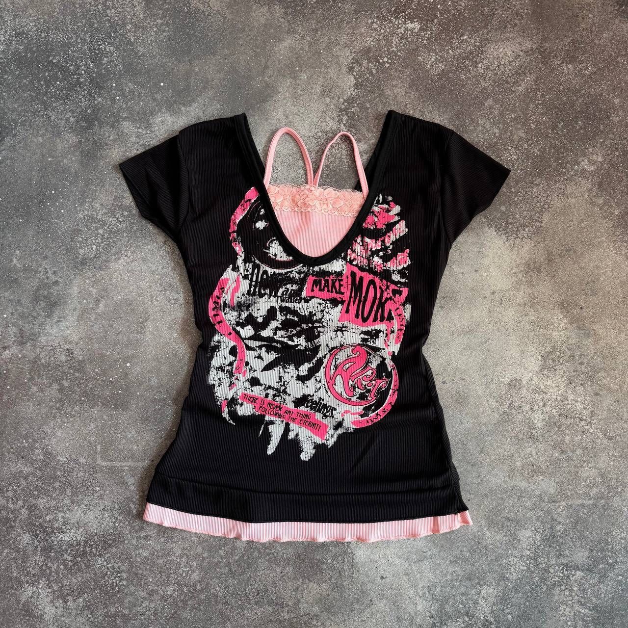 Japanese Brand × Vintage Opium Y2K Goth Punk Avant Garde Affliction Style T-Shirt Size M / US 6-8 / IT 42-44 - 1 Thumbnail