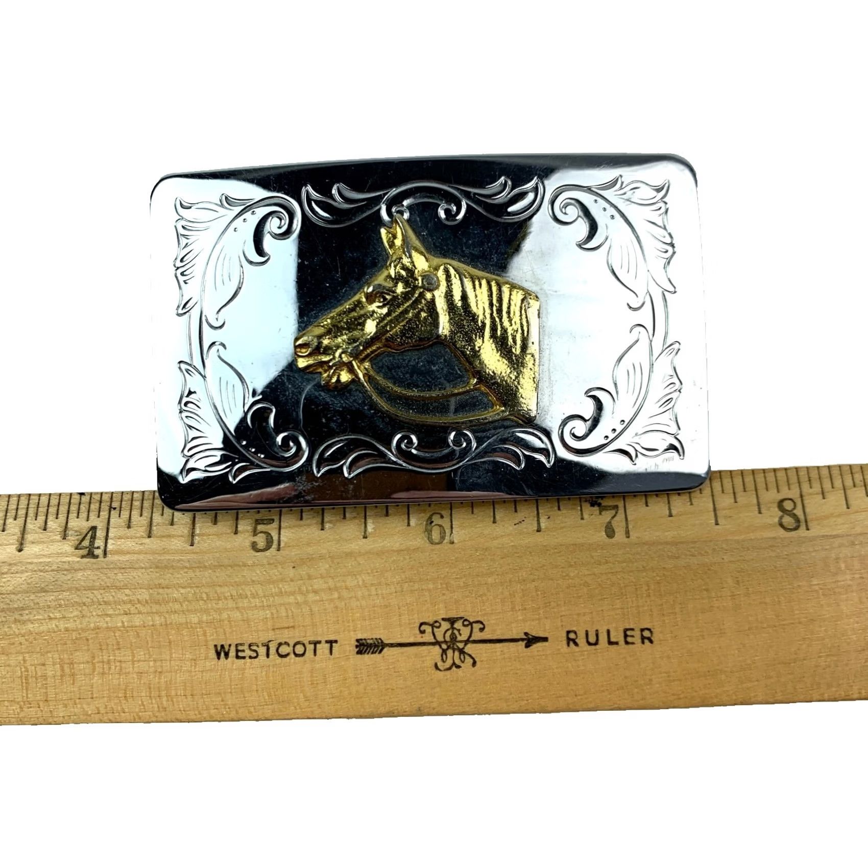 Vintage VINTAGE Horse Head Silver Gold Tone 3D Metal Belt Buckle Made in USA Unbranded Adult Unisex 1970s Silver Belt Buckle Size ONE SIZE - 5 Thumbnail
