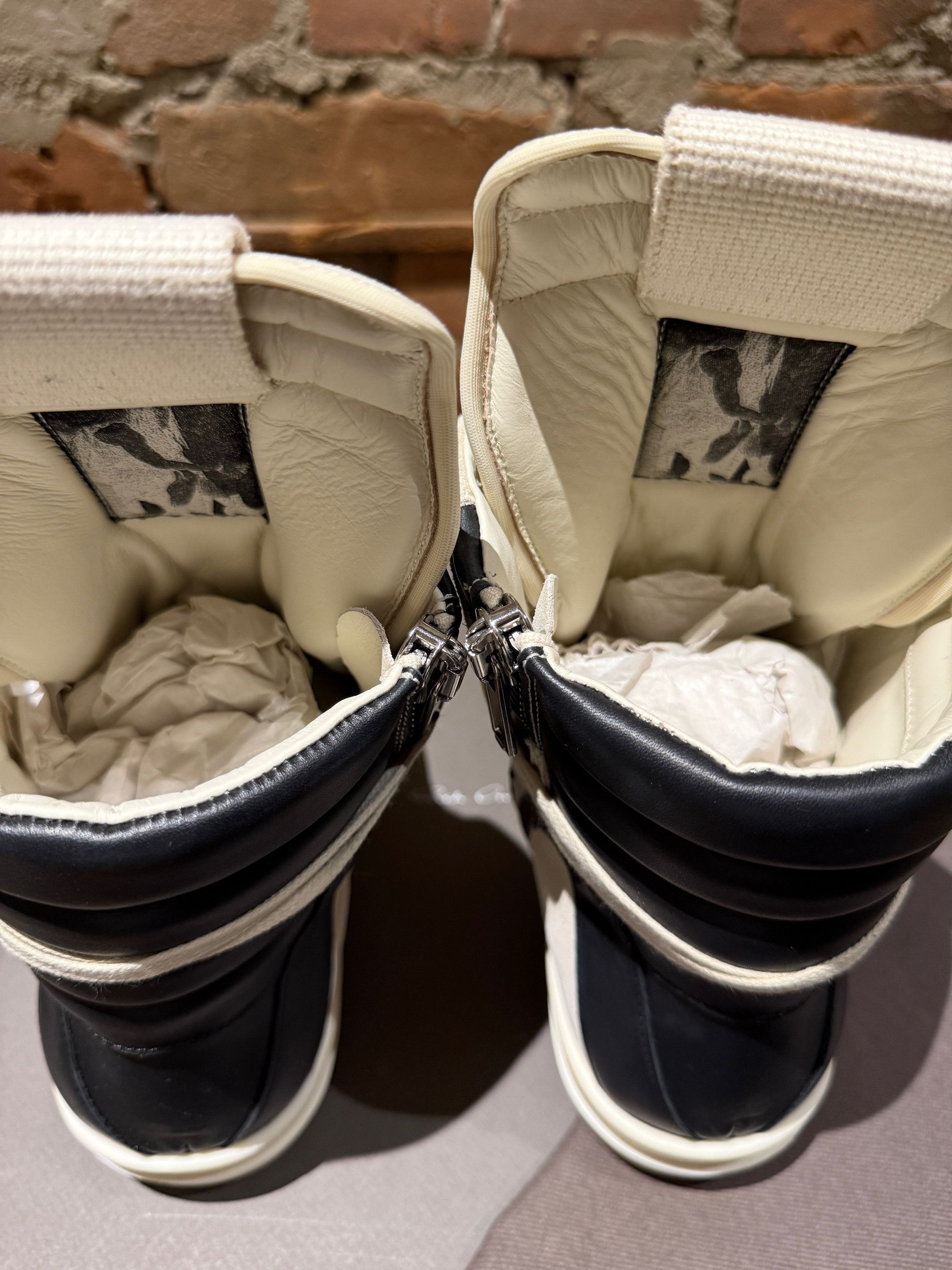 Rick Owens Rick Owens Geobasket Sneakers – White/Black Suede Leather Size US 8 / EU 41 - 11 Thumbnail
