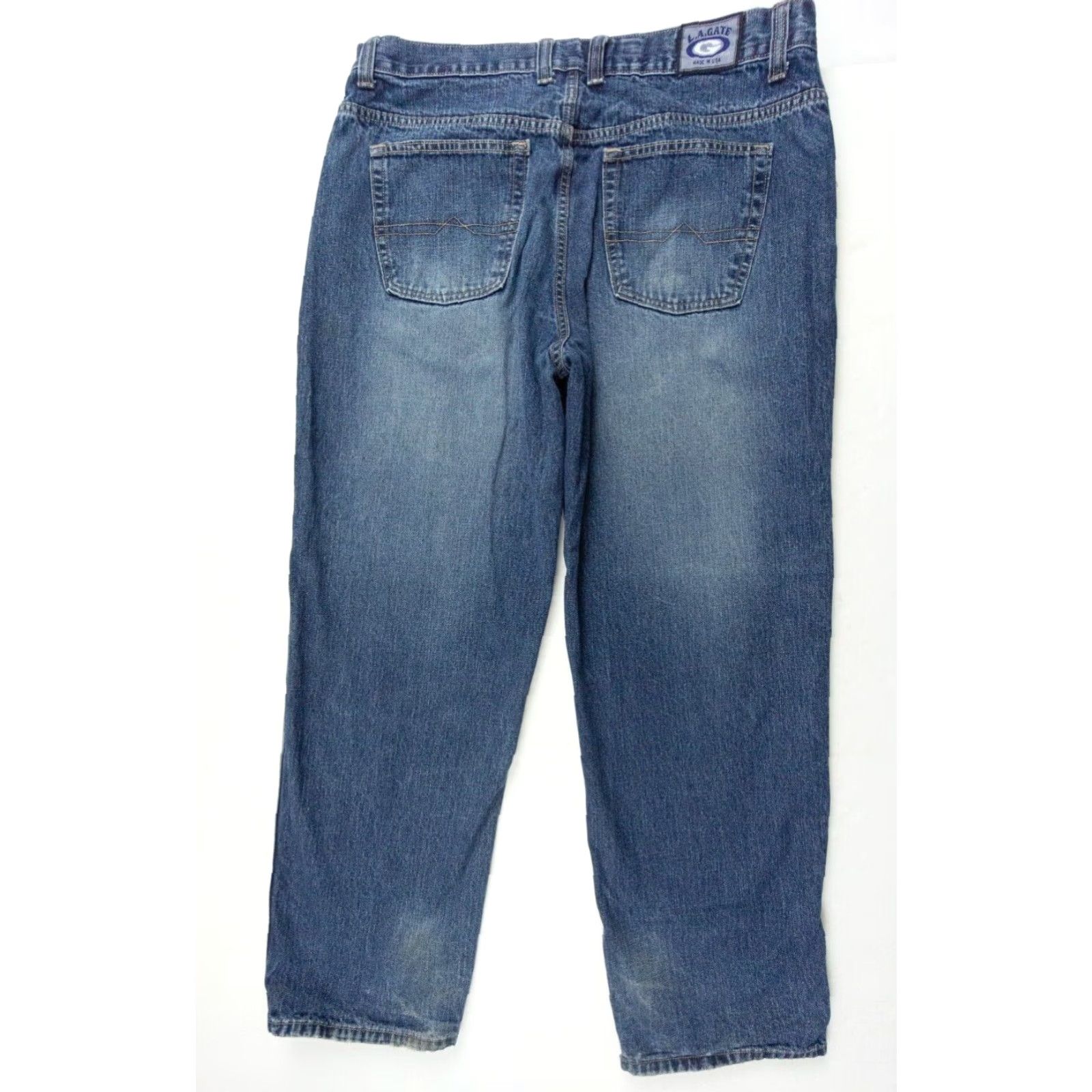 Denime VINTAGE L.A. Gate Jeans Mens 40x32 Denim Wide-Leg 90s Grunge Blue, 5-Pocket, Regular Fit, Zip Closure, Mid Rise, 40x32 Mens Jeans Size US 40 / EU 56 - 5 Thumbnail