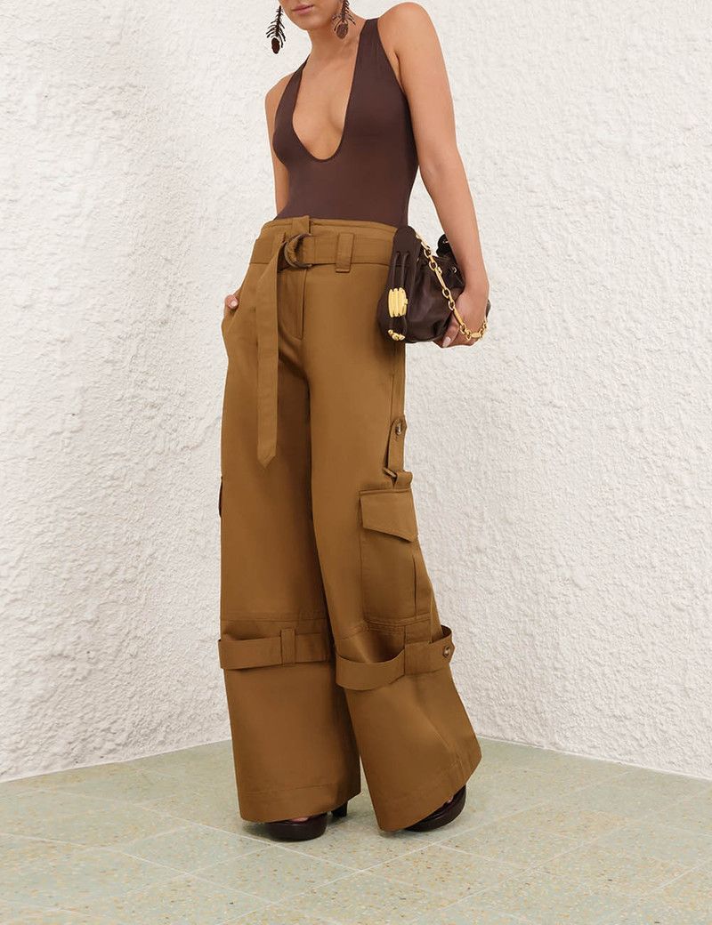 Zimmermann oc11z0226 Illuminate Cargo Pants in Khaki Size 32" / US 10 / IT 46 - 7 Thumbnail