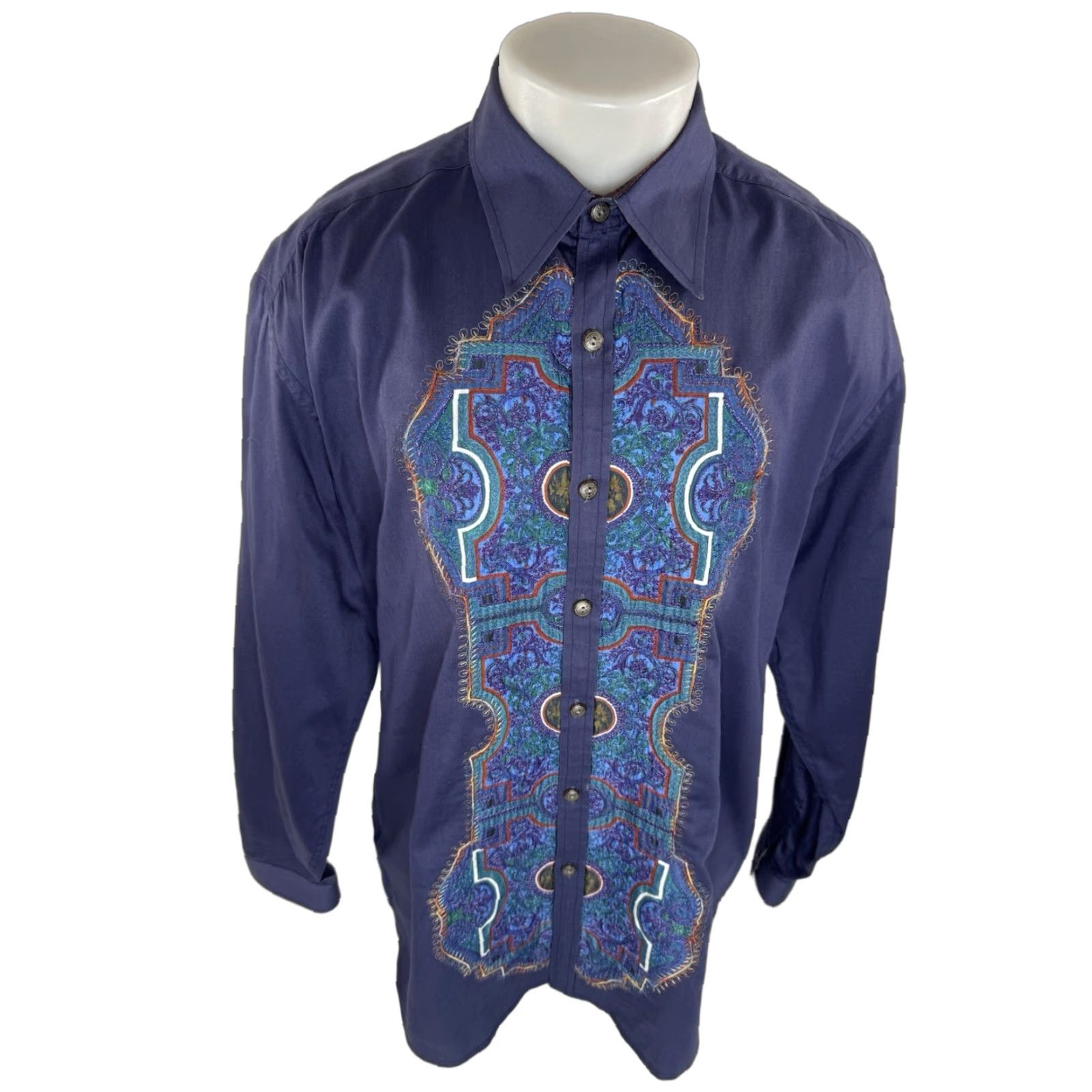 Robert Graham Robert Graham Baroque Paisley Embroidered Bib Mens 2XL Shirt Long Sleeve Button-Up Purple-Blue EXCELLENT Mens Shirts 2XL Embroidered Paisley Baroque Size US XXL / EU 58 / 5 - 1 Thumbnail