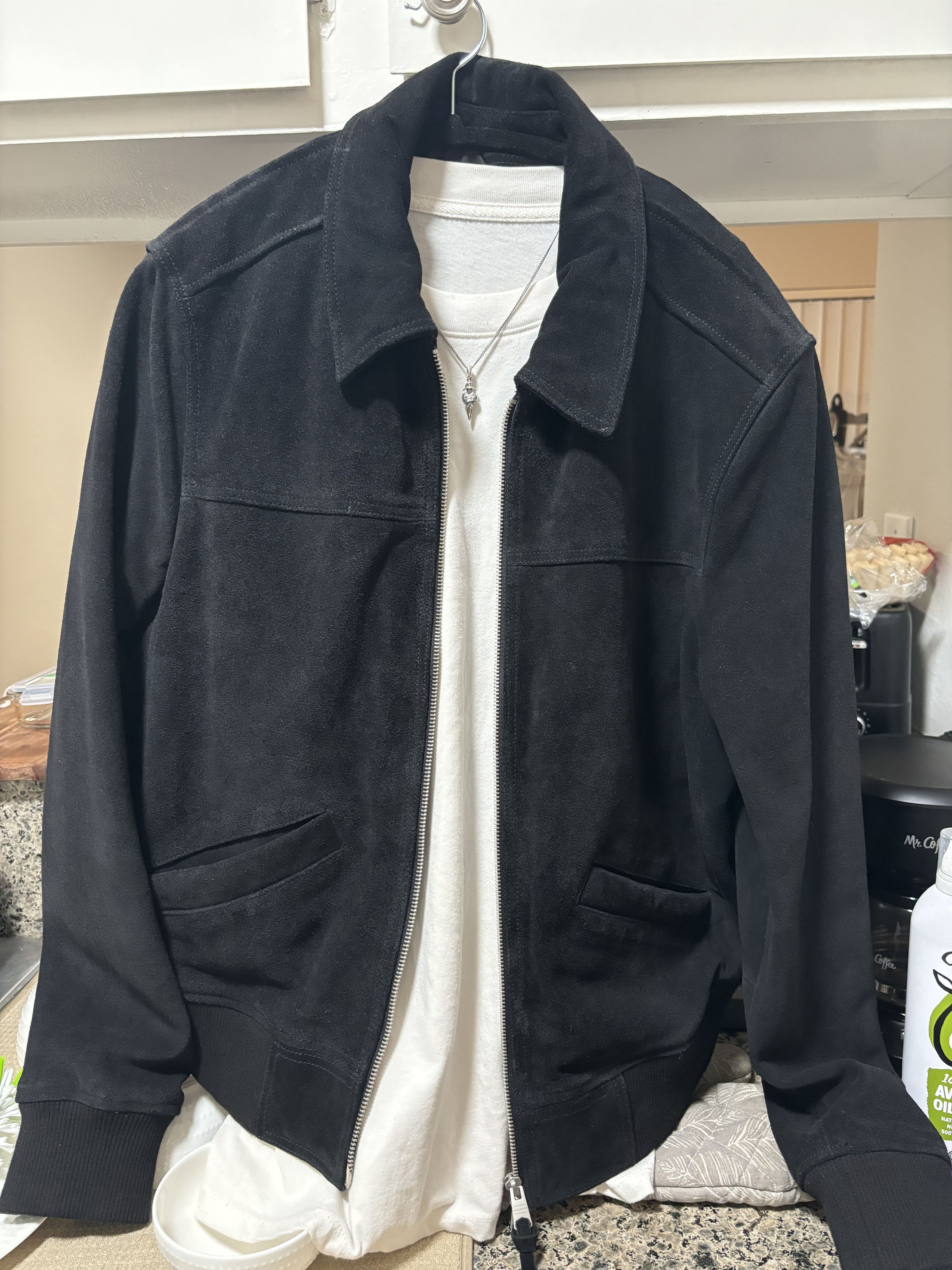 Allsaints All Saints Black Suede Leather Jacket (M/L Fit) Size US XL / EU 56 / 4 - 1 Thumbnail