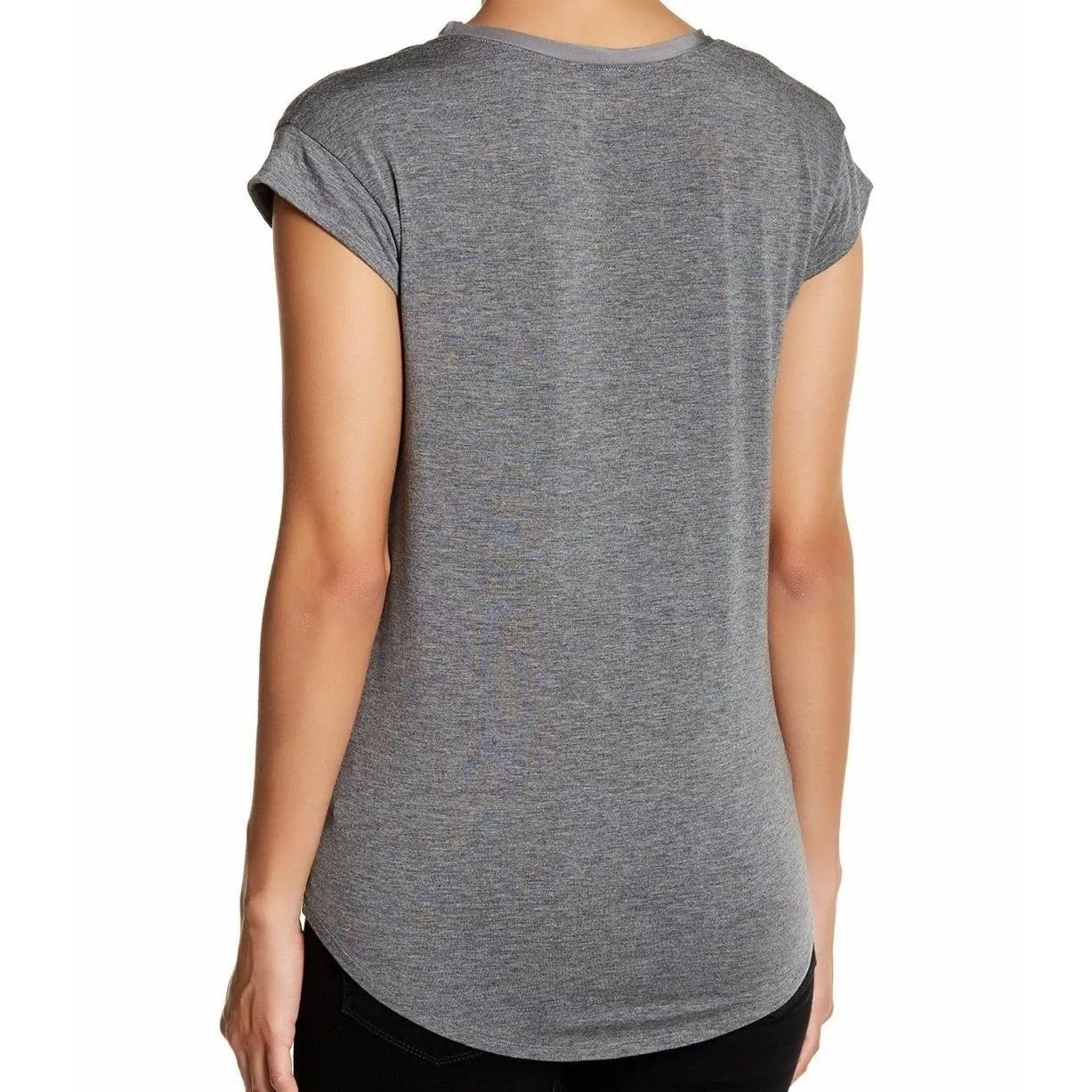 Other H By Bordeaux Charcoal Grey Contrast Silk Trim Tee Size S / US 4 / IT 40 - 2 Thumbnail