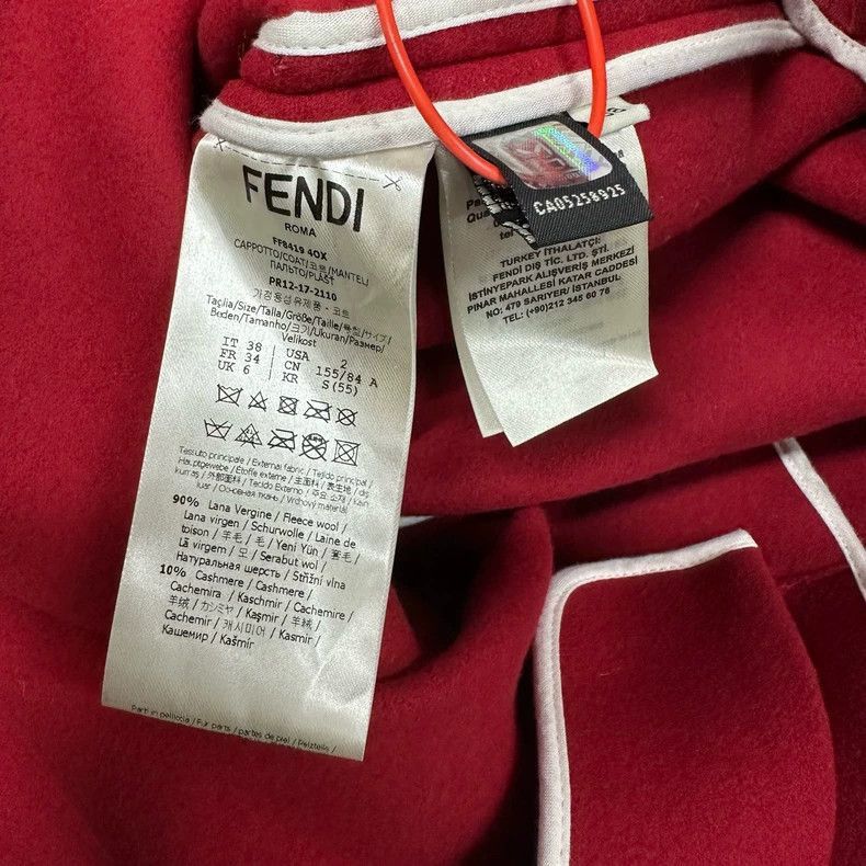 Fendi Fendi Red Wool Faux Fur Coat Size US M / EU 48-50 / 2 - 6 Thumbnail