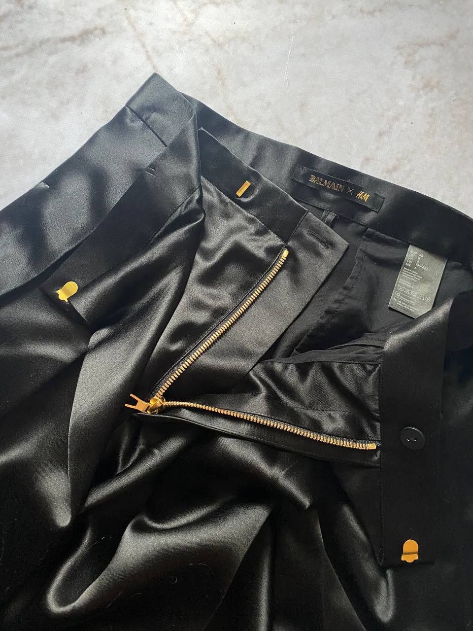 Balmain Rare Balmain x H&M Black Draped Satin Trousers Pants Luxury Size 28" / US 6 / IT 42 - 6 Thumbnail
