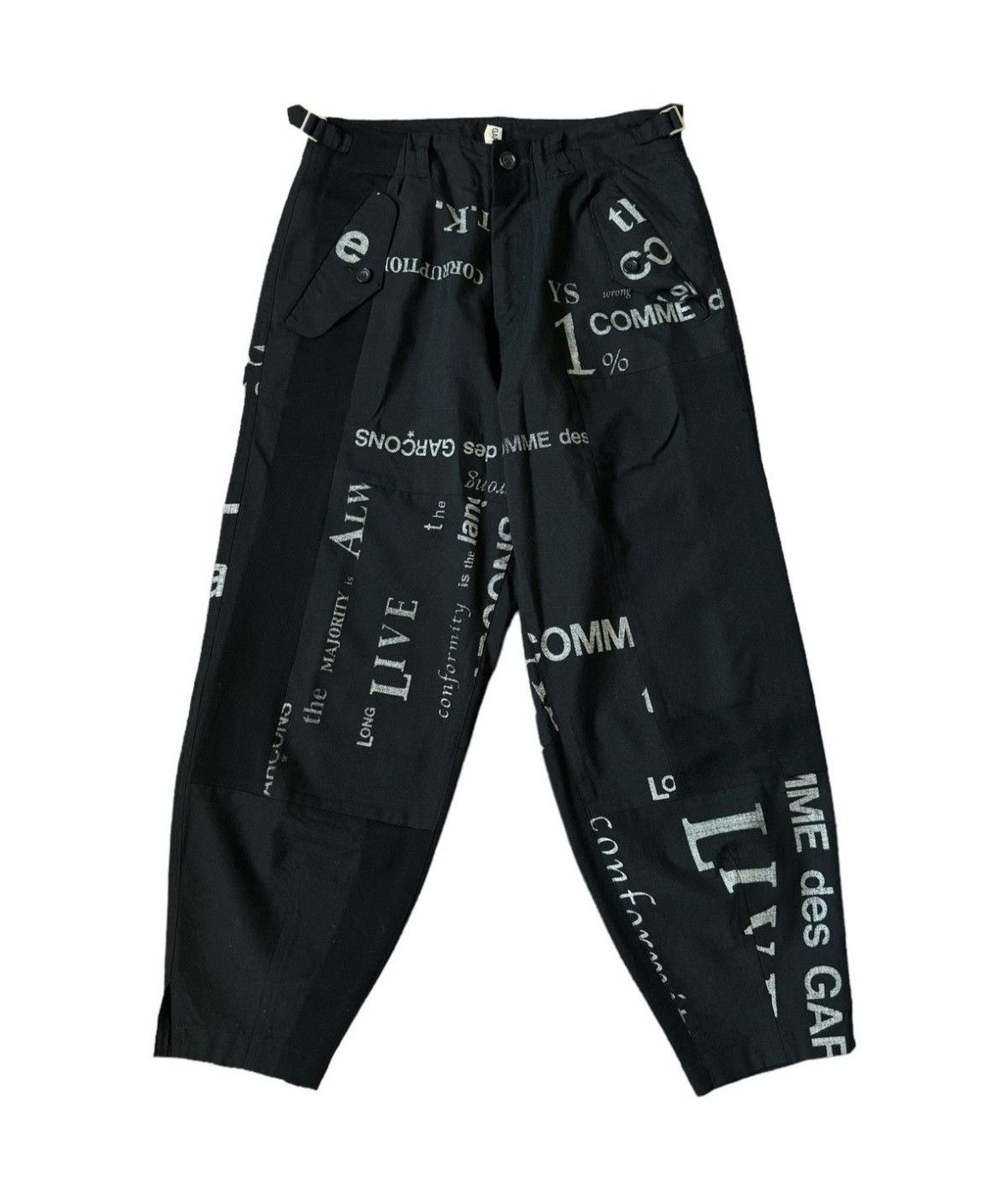 image of Comme Des Garcons Comme Des Garçons Fw03 ‘Messages’ Reconstructed Pants in Black/Silver (Size 31)