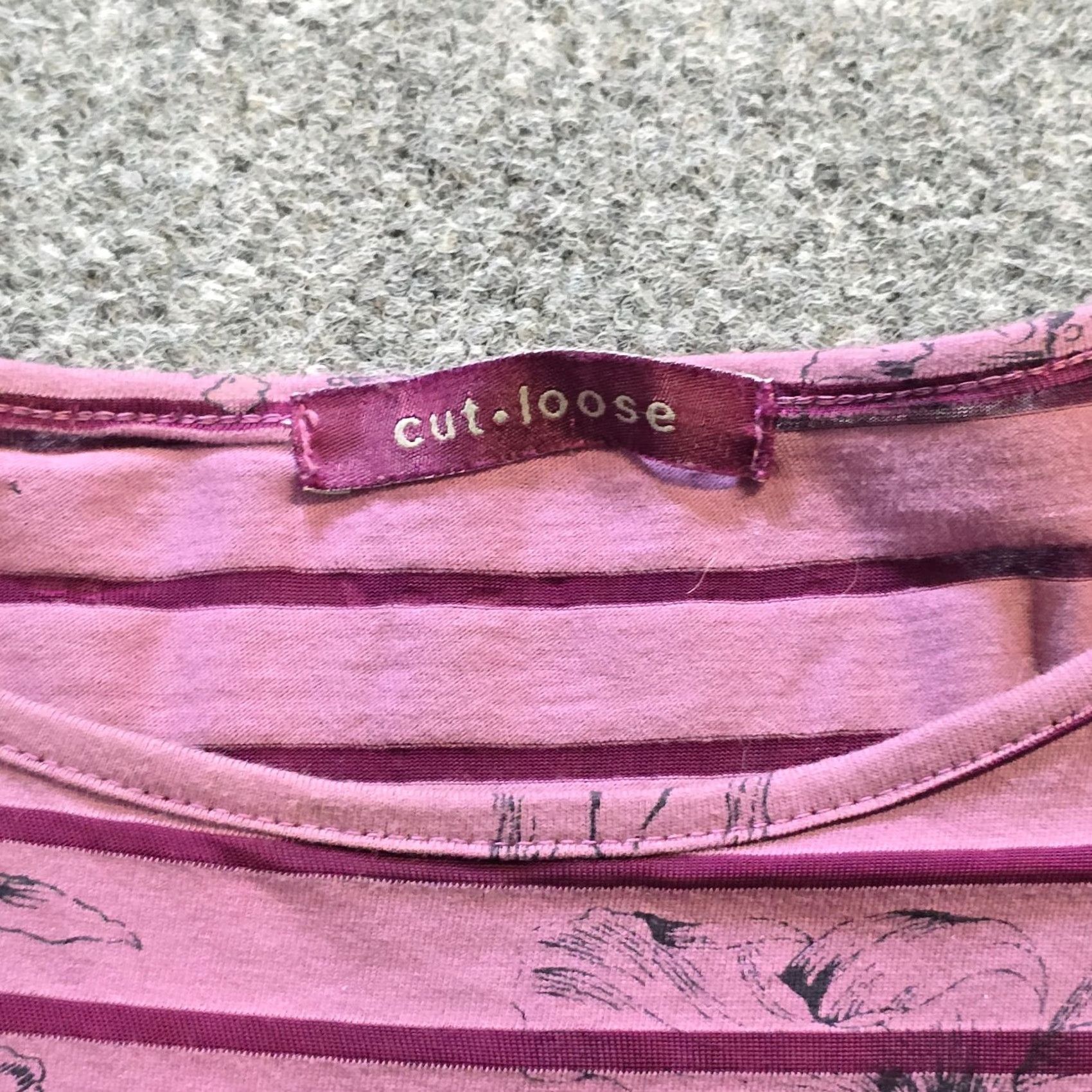 Pinko Cutloose Top Womens XL Pink Purple Striped Floral Boxy Short Sleeve Casual Shirt Size XL / US 12-14 / IT 48-50 - 3 Thumbnail
