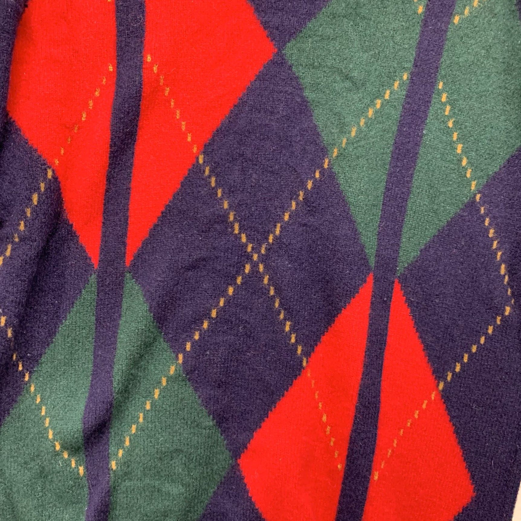 Vintage VINTAGE John Ashford Men’s Pullover Sweater Long Sleeve Crew Neck Argyle Knit Wool Lambswool Navy 80s 90s Retro Casual Size US M / EU 48-50 / 2 - 6 Thumbnail