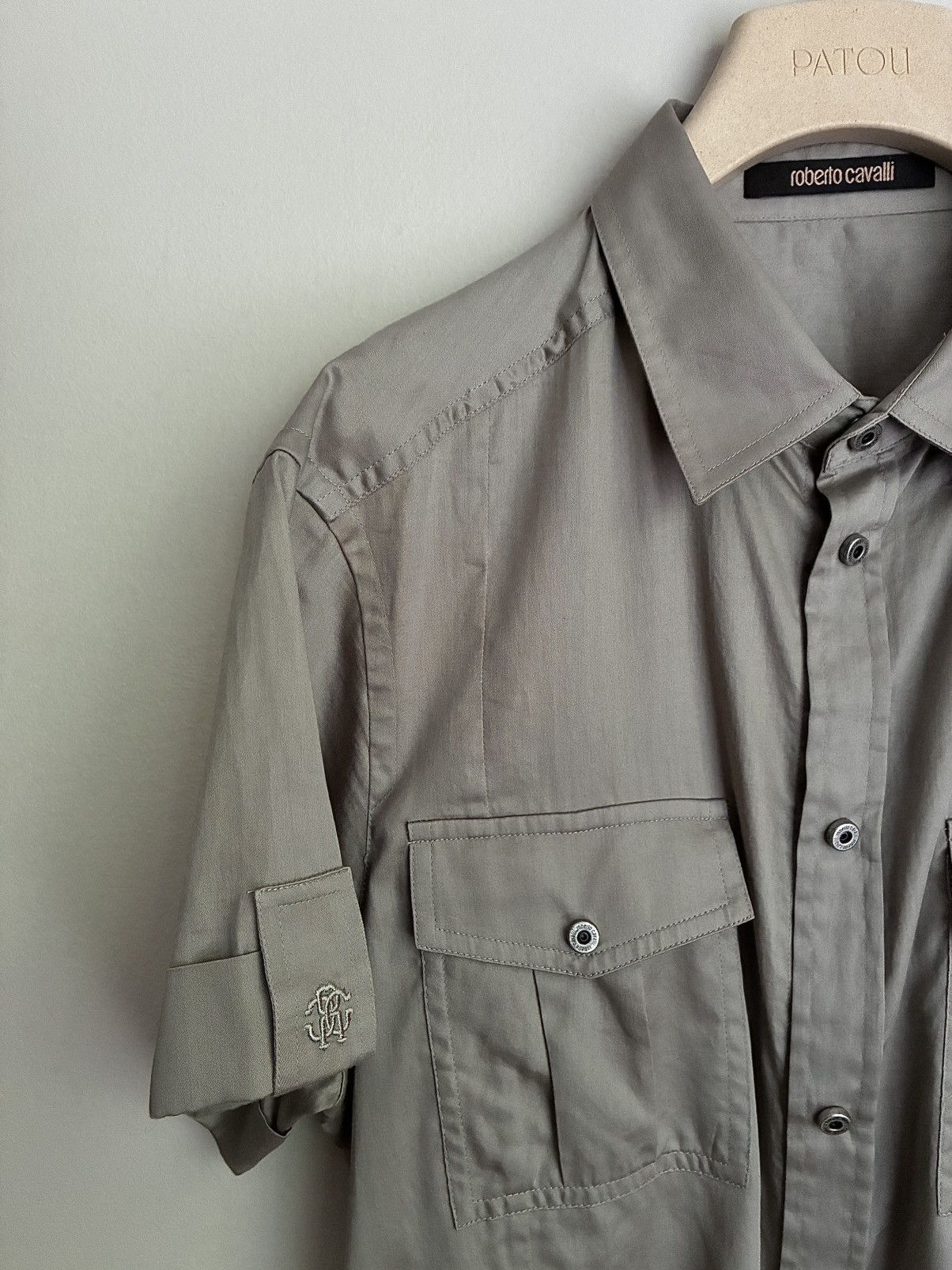 Roberto Cavalli Roberto Cavalli Silk Snap Button Military Shirt Size US M / EU 48-50 / 2 - 14 Thumbnail