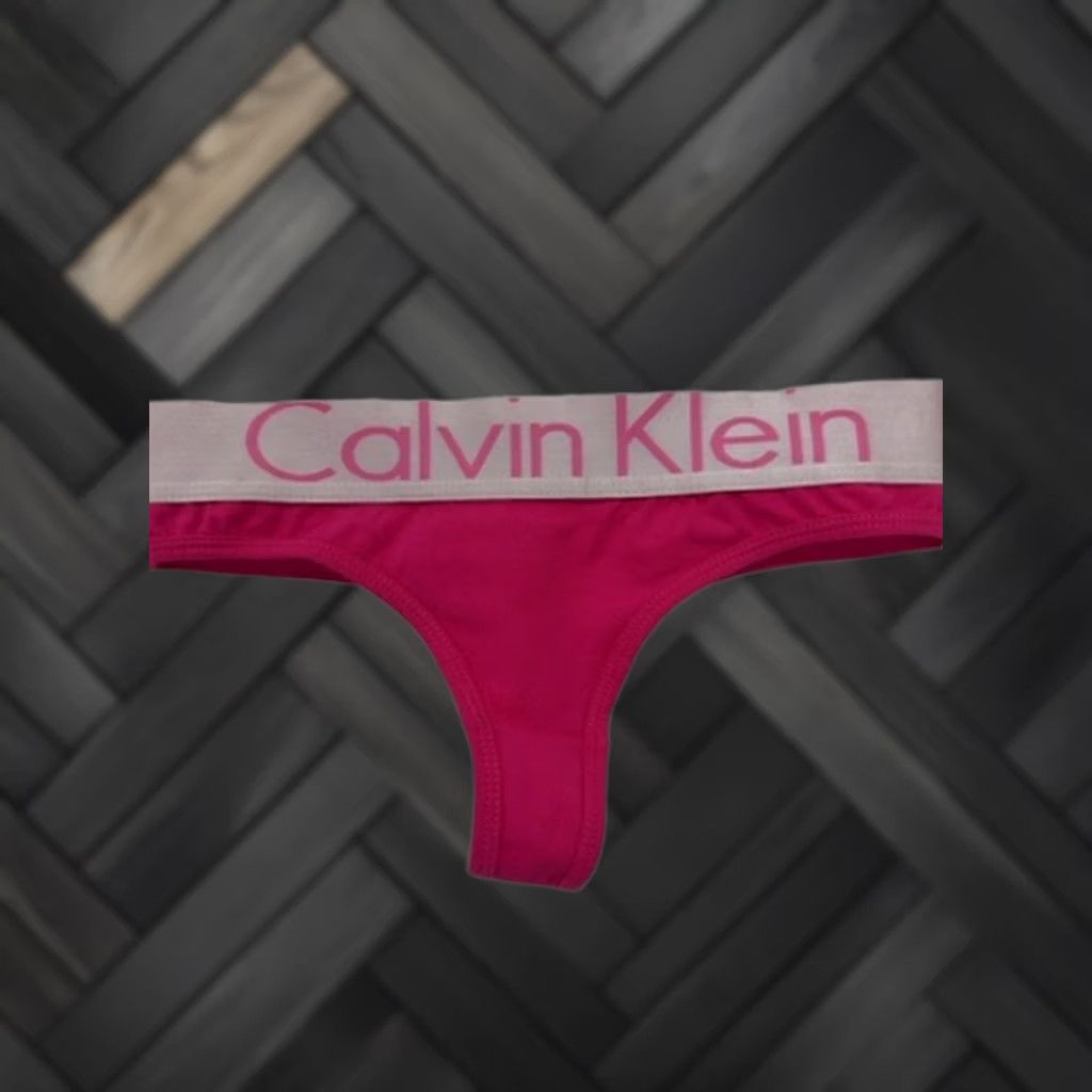 Calvin Klein Calvin Klein Unisex Pink Thong Swim Bottom XL Logo Waistband Used Size 40" / US 18 - 1 Thumbnail