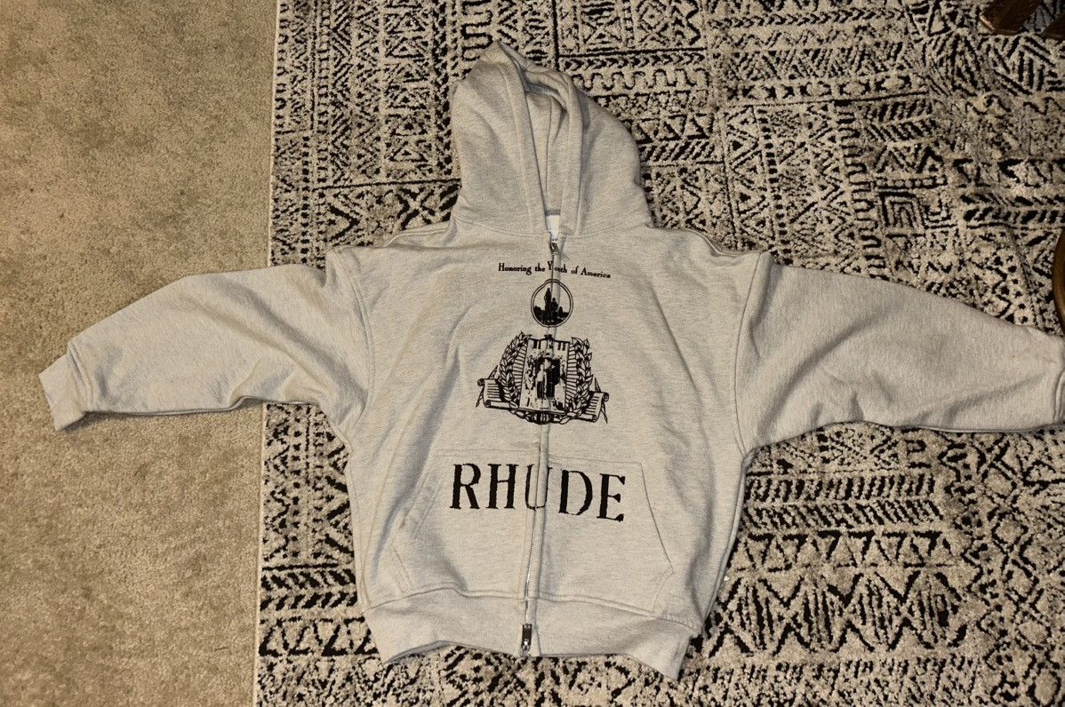 Rhude Honoring the Youth of America Zip-Up Hoodie - Gray