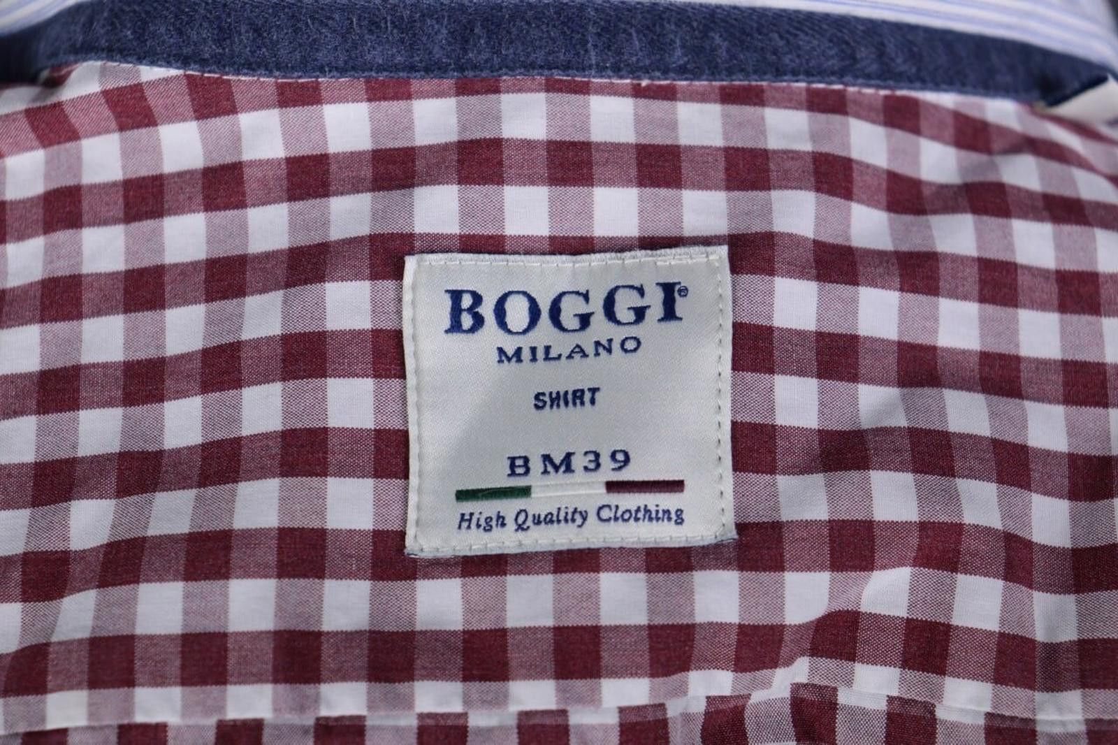 Designer Boggi Milano Red Check Button Down Shirt Size L 42 ? Size US L / EU 52-54 / 3 - 8 Thumbnail