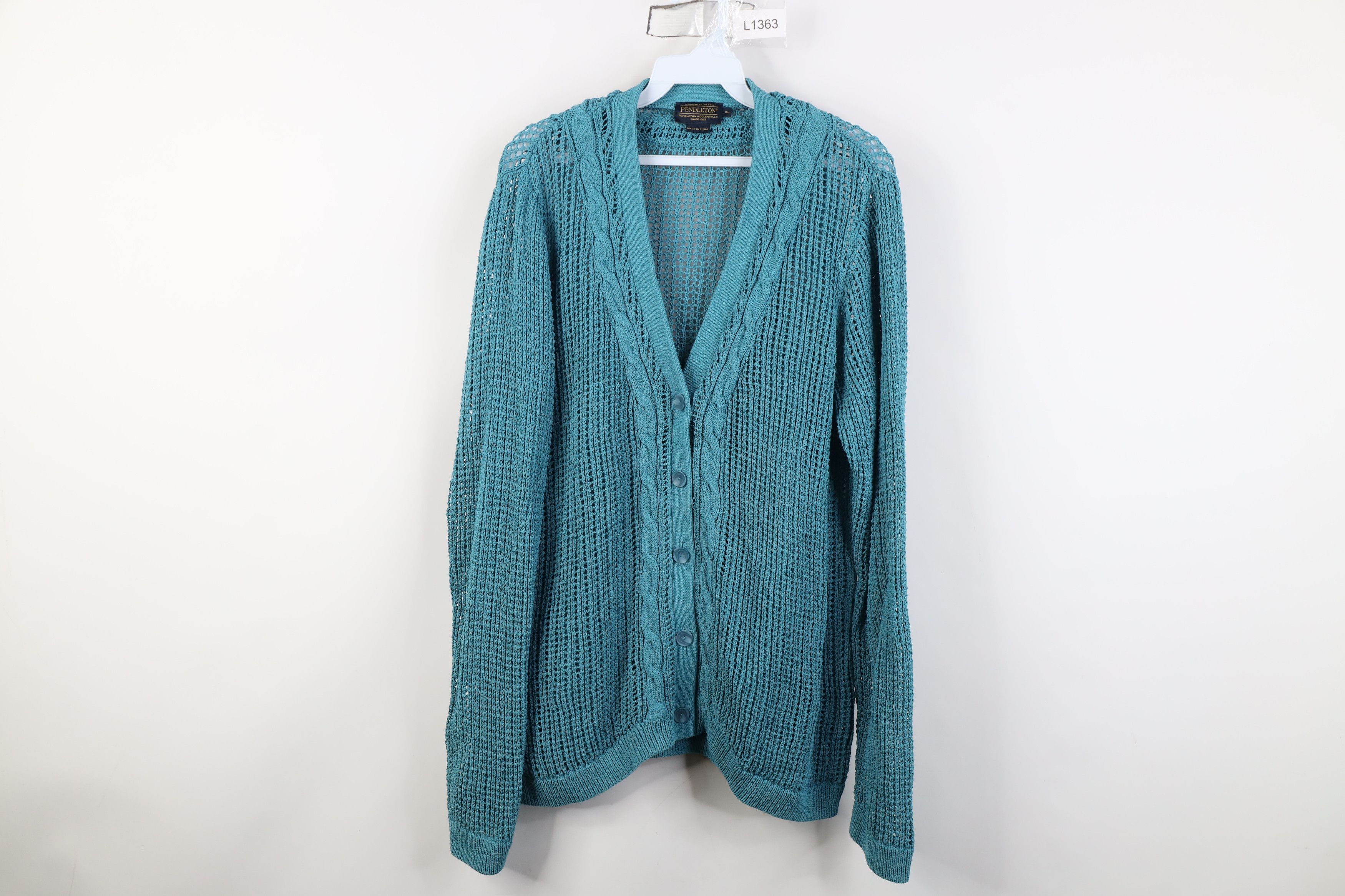 Pendleton Vintage Pendleton Chunky Cable Knit Cardigan Sweater Blue Size XL / US 12-14 / IT 48-50 - 1 Thumbnail