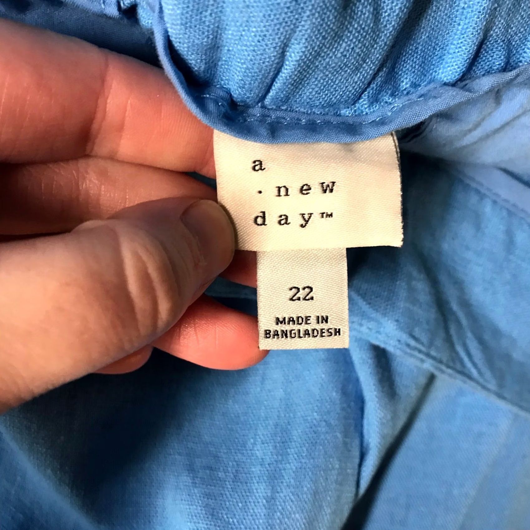 Vintage A New Day Blue Linen Blend Wide Leg Pants Womens 22 Size 22 Paperbag Pleated Elastic Waist Pockets Casual Summer Size 40" / US 18 - 7 Thumbnail