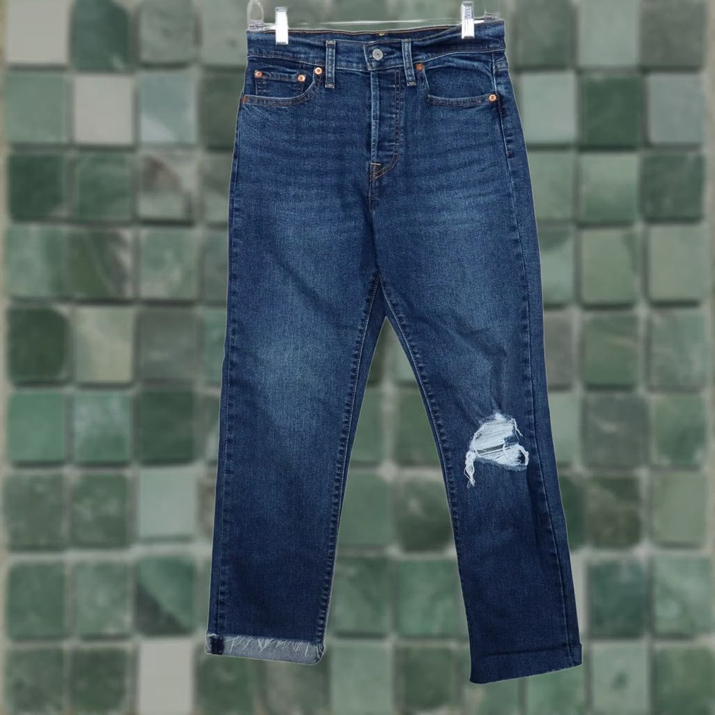 Levi's Levis Jeans Womens Size 28 Blue Button Fly Straight Raw Hem Distressed Wedgie Size 28" / US 6 / IT 42 - 1 Thumbnail