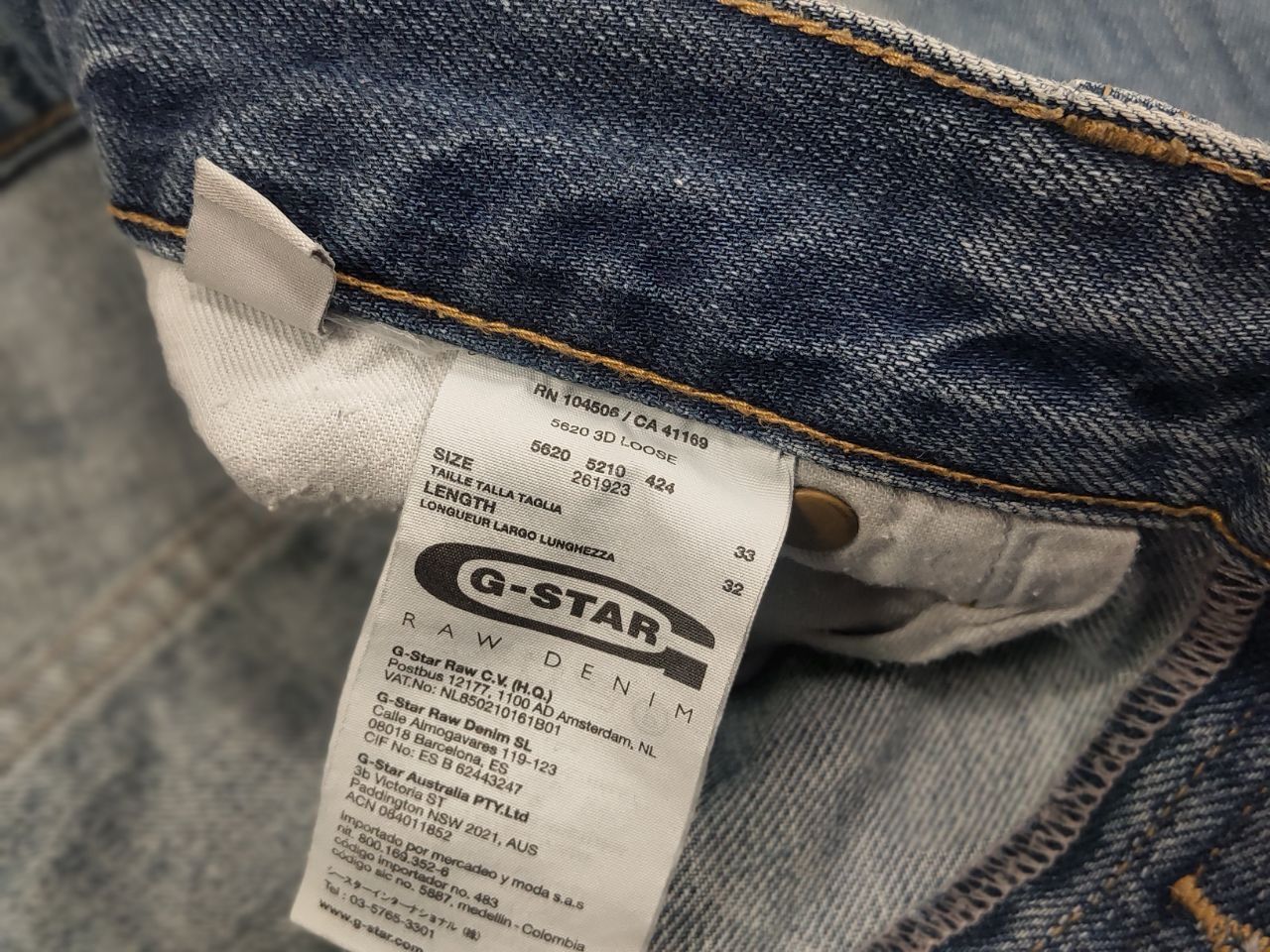 G-Star Vintage G Star Raw 3D Loose Double Knee Faded Denim Jeans Size US 33 - 15 Thumbnail