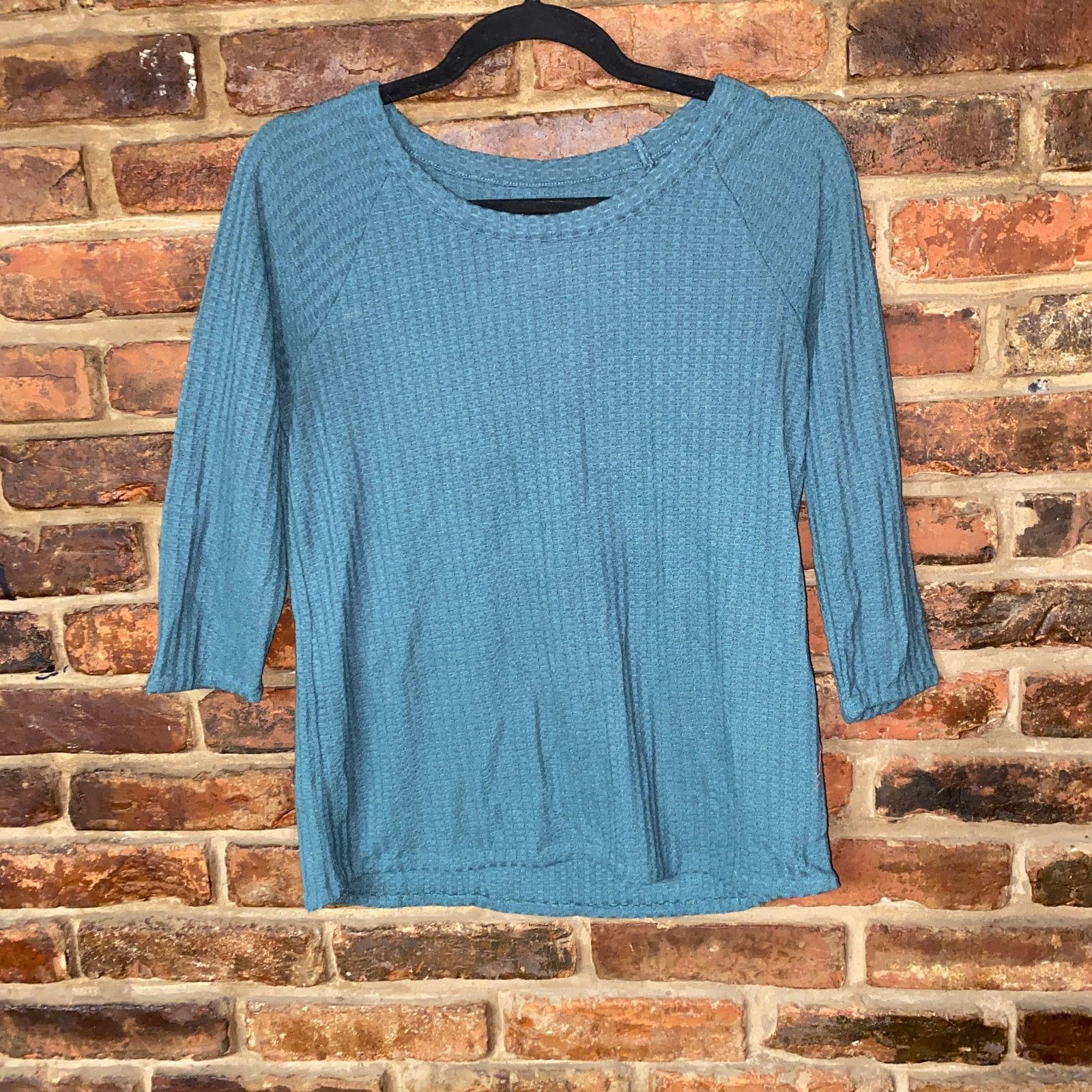 Chaser LA Chaser Teal Green Waffle Knit 3 4 Sleeve Thermal Top Small Grailed