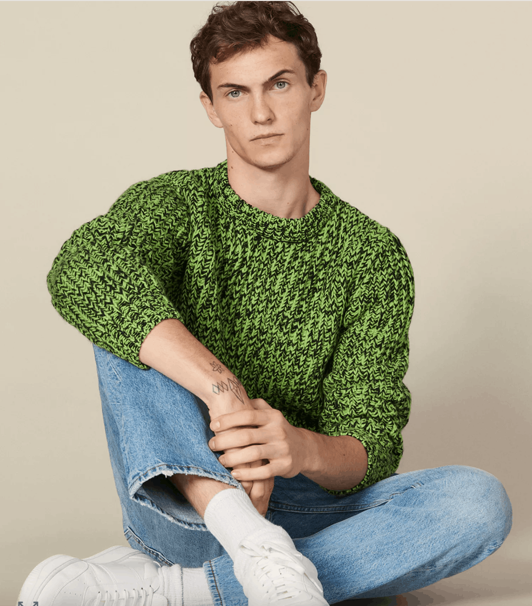 Sandro SANDRO Acid Green Marled Wool Sweater NWT Size XL Size US XL / EU 56 / 4 - 12 Thumbnail