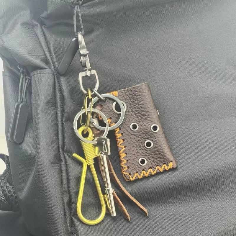 Vintage Genuine Leather Brass Jeans Carabiner keychain Size ONE SIZE - 2 Thumbnail