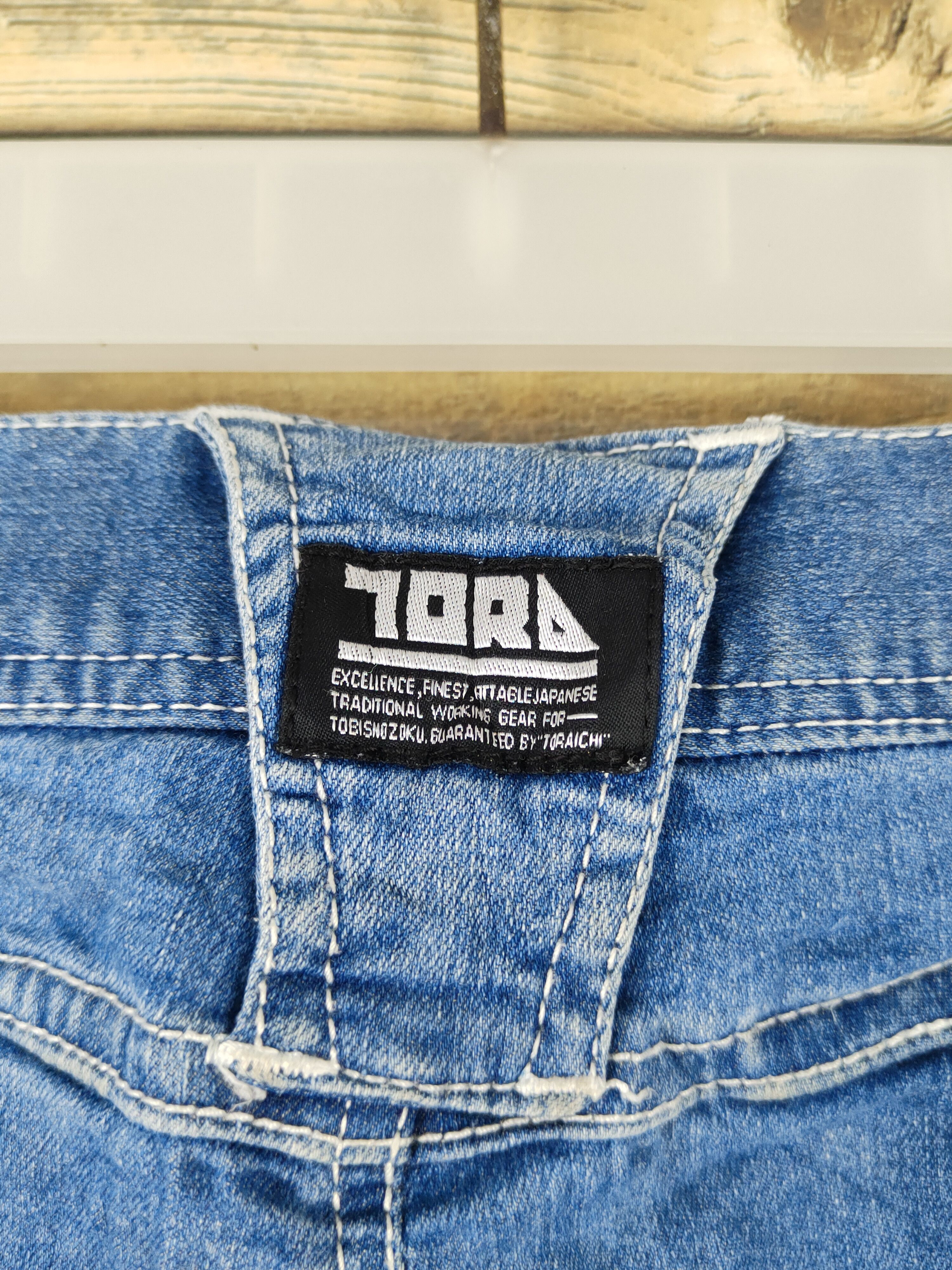 Japanese Brand Tora Blue Distressed Ripped multipocket denim Jeans #W1963 Size US 32 / EU 48 - 10 Thumbnail