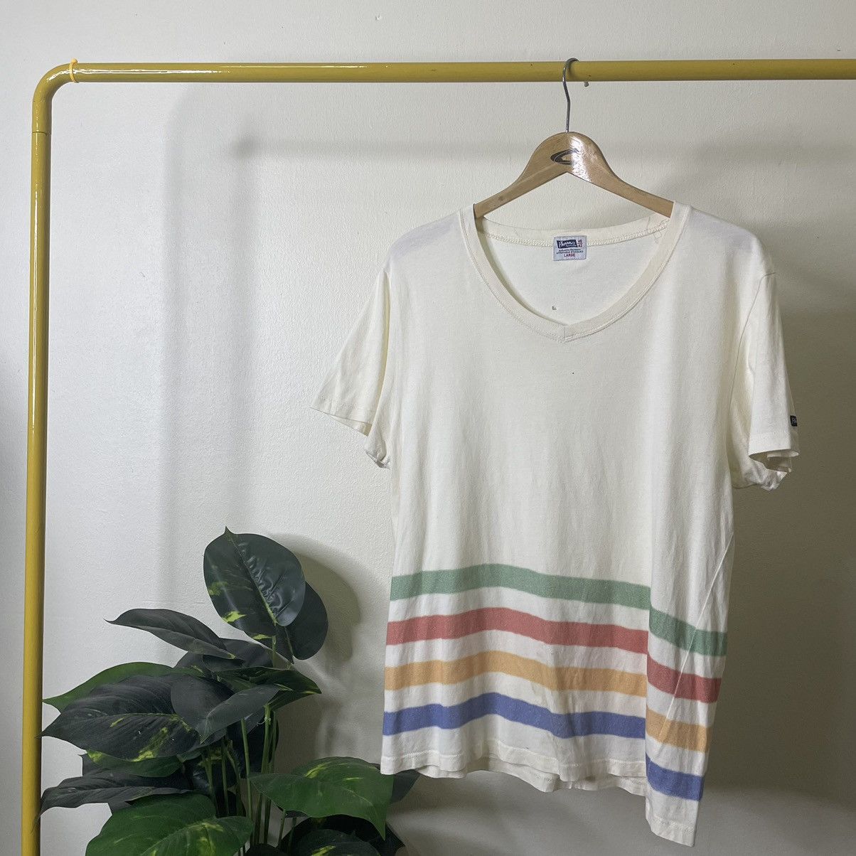 Japanese Brand × Pherrow's Pherrows V Neck Stripes T Shirt Size US L / EU 52-54 / 3 - 1 Thumbnail
