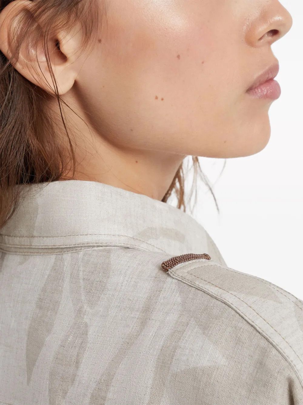 Brunello Cucinelli o1la1rc1a0425 Blouse in Beige Size L / US 10 / IT 46 - 6 Thumbnail